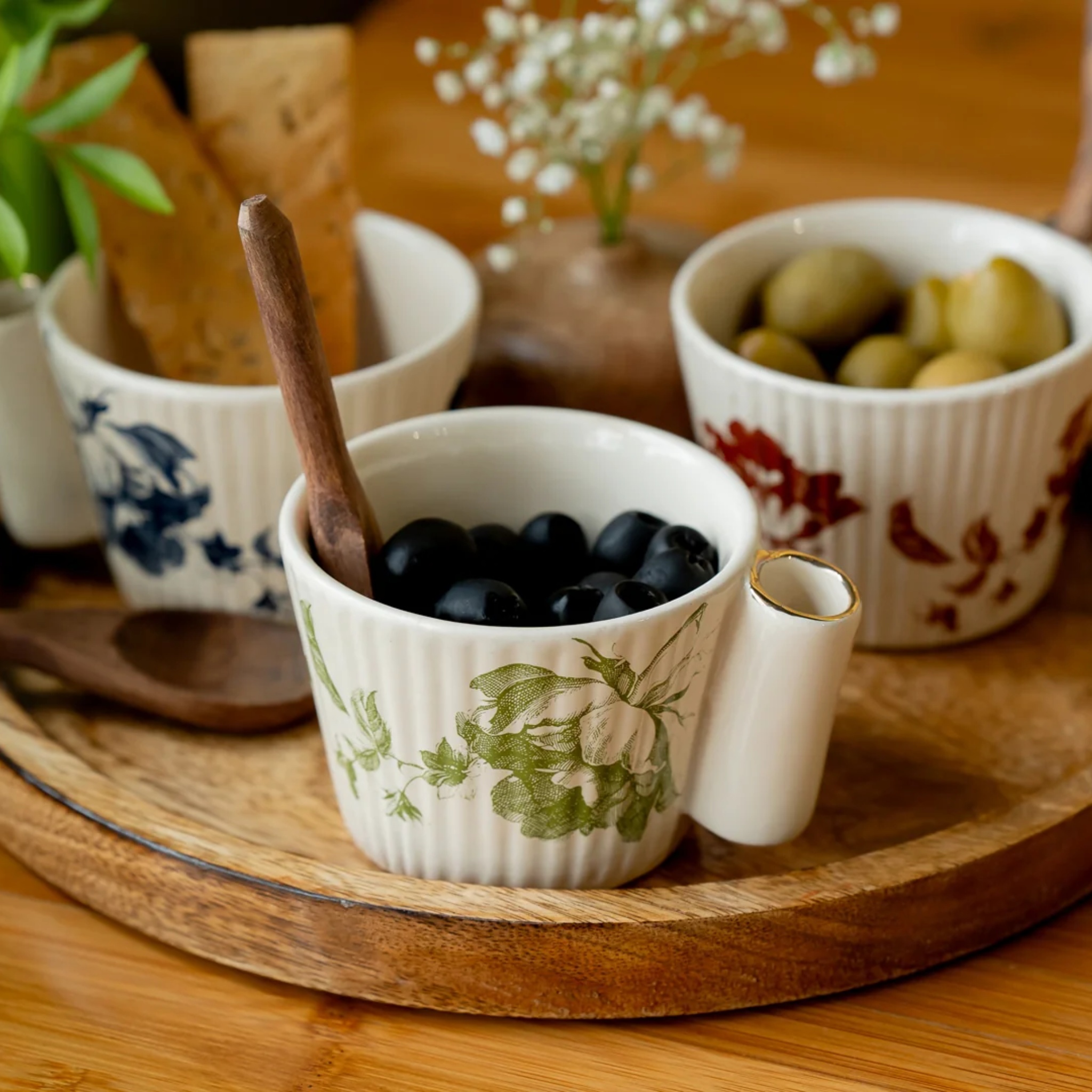 NeoBloom bowls with wooden spoons (set of 6) by nira's ceramics | Tooffi