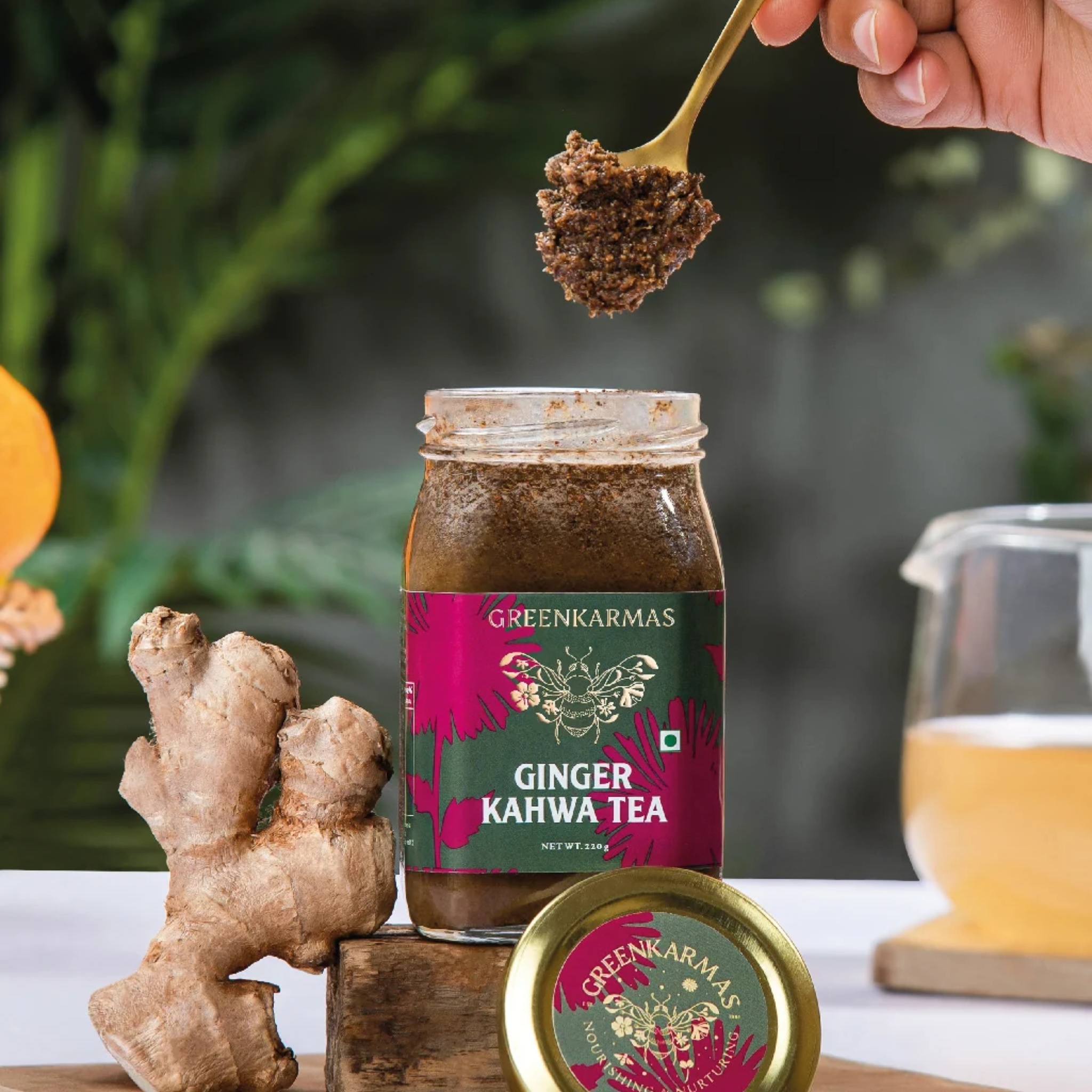 Ginger Kahwa Green Tea - Ayurvedic by GreenKarmas | Tooffi