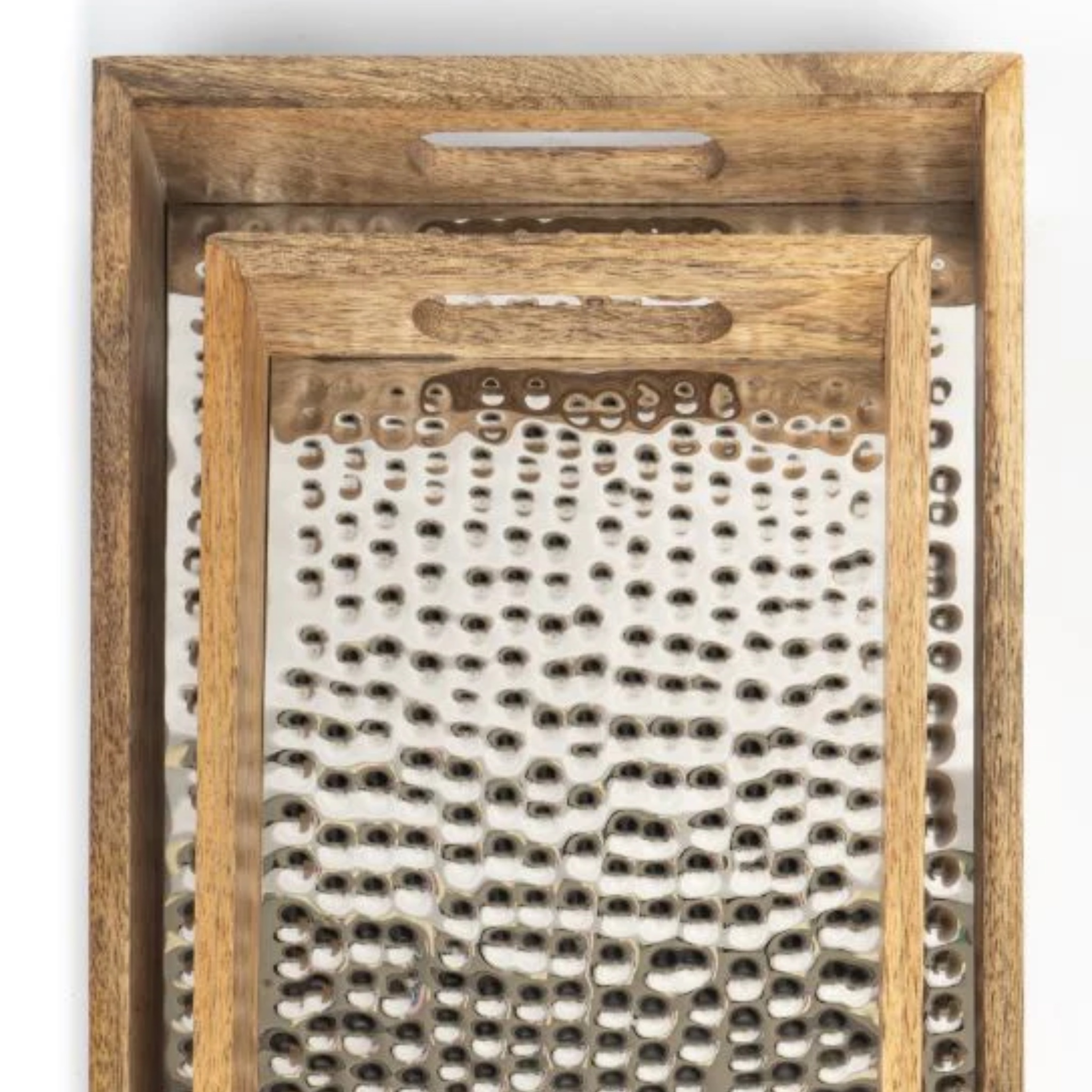 Tray Wooden Hammer Nickel Set of 2 by The Pitara Project | Tooffi