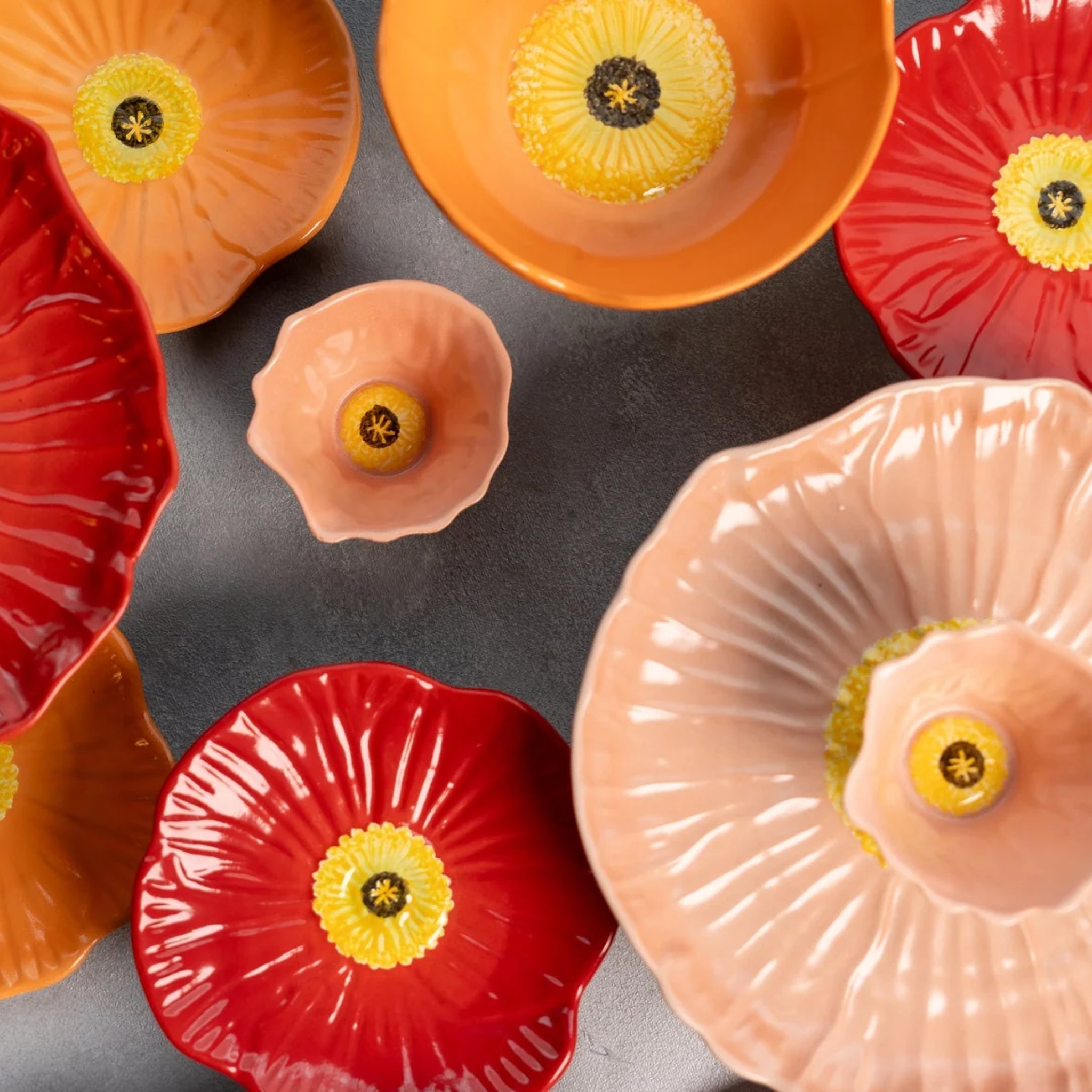 handmade poppy platter with dip bowl by nira's ceramics | Tooffi