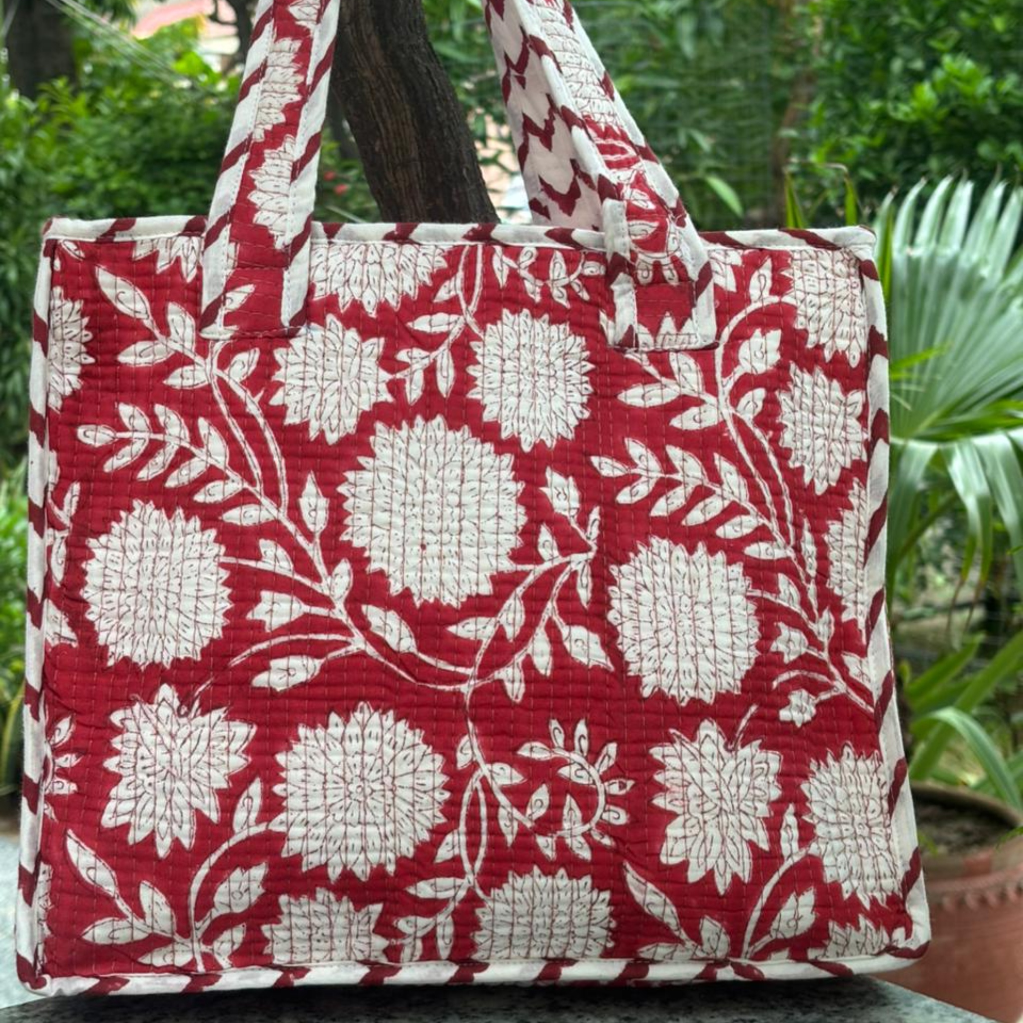 Red Floral Garden Kids Essential Bag Set by Aenak Studios | Tooffi