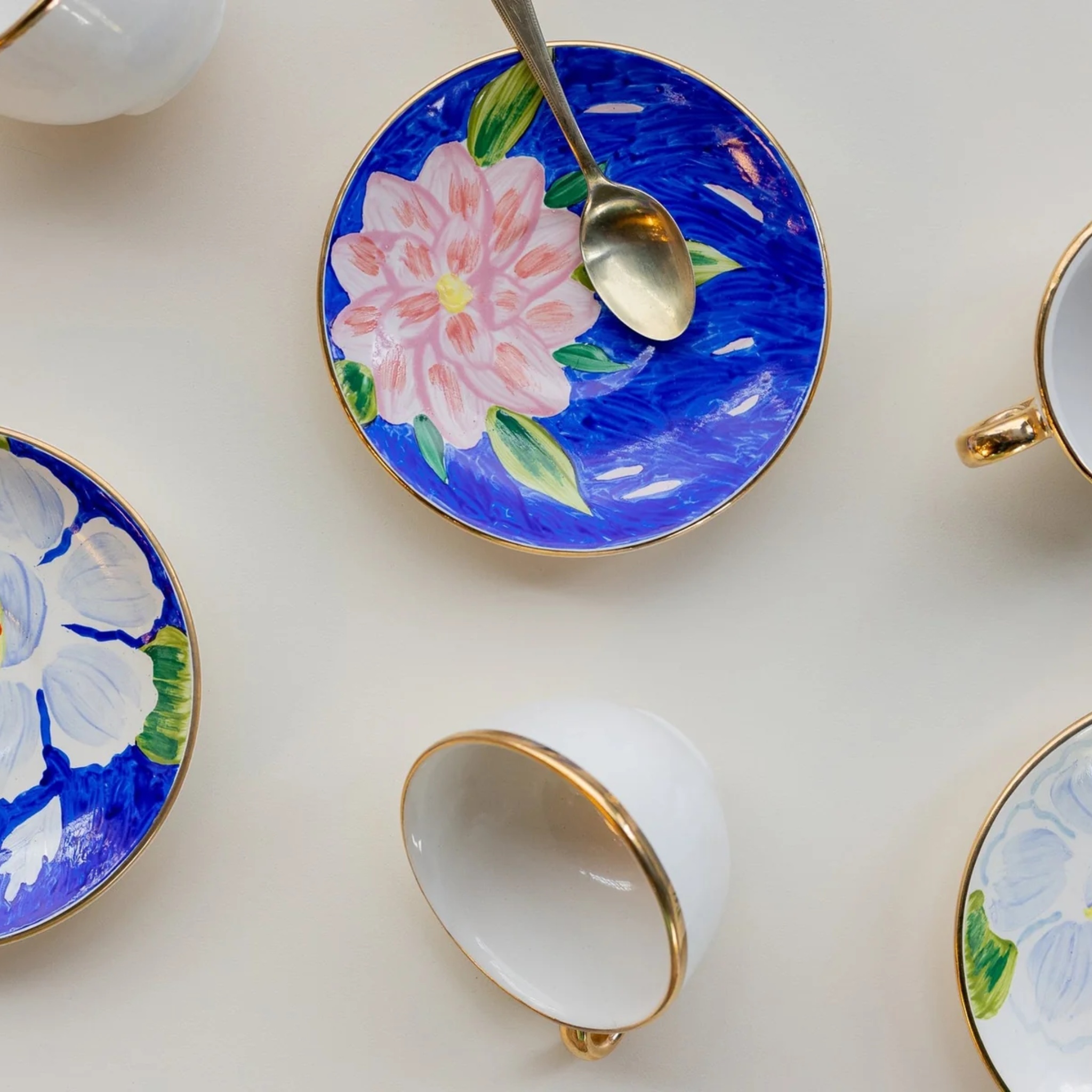 Water Lilies Cups And Saucers (Set Of 4) by nira's ceramics | Tooffi