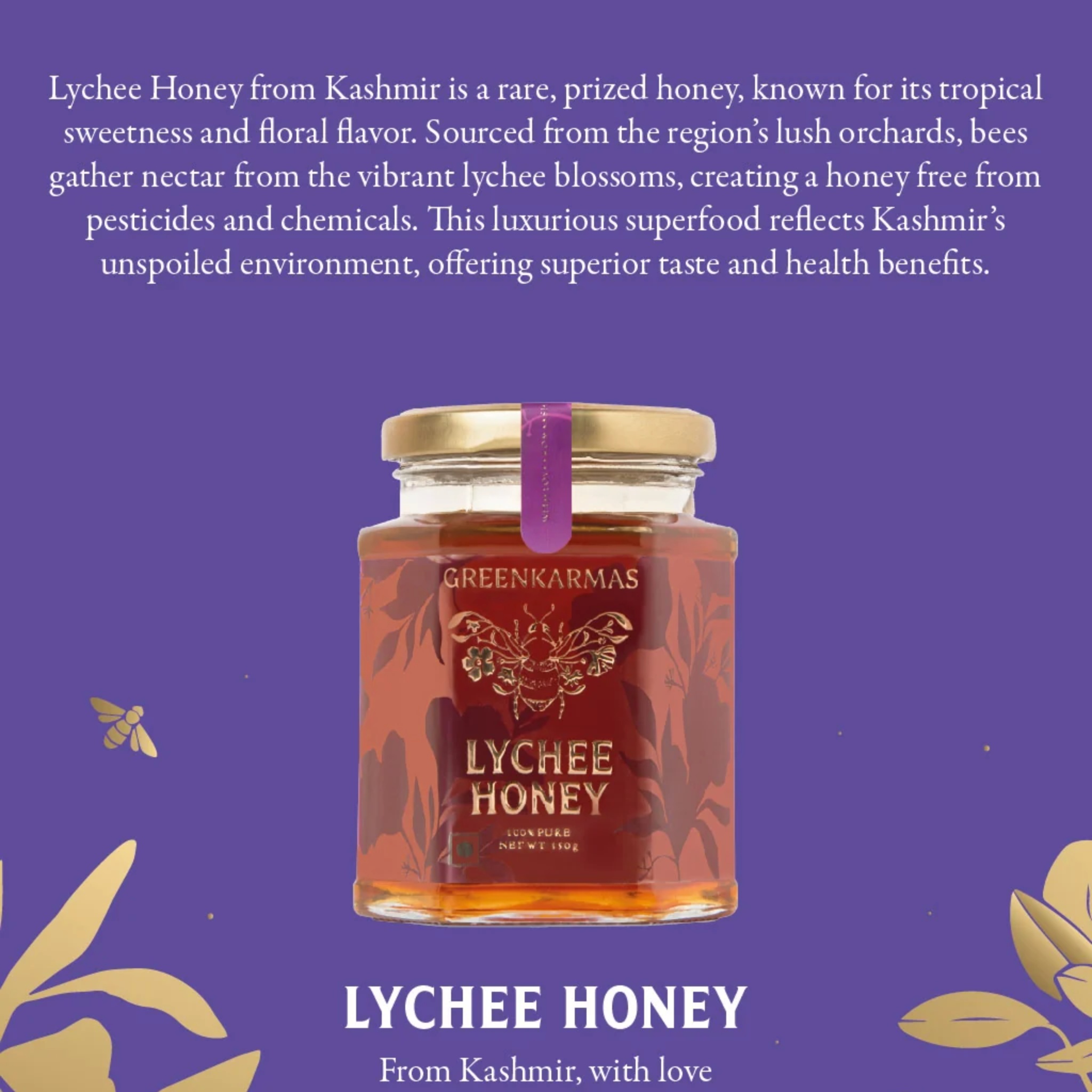 Naturally Pure Lychee Honey(350g) by GreenKarmas | Tooffi