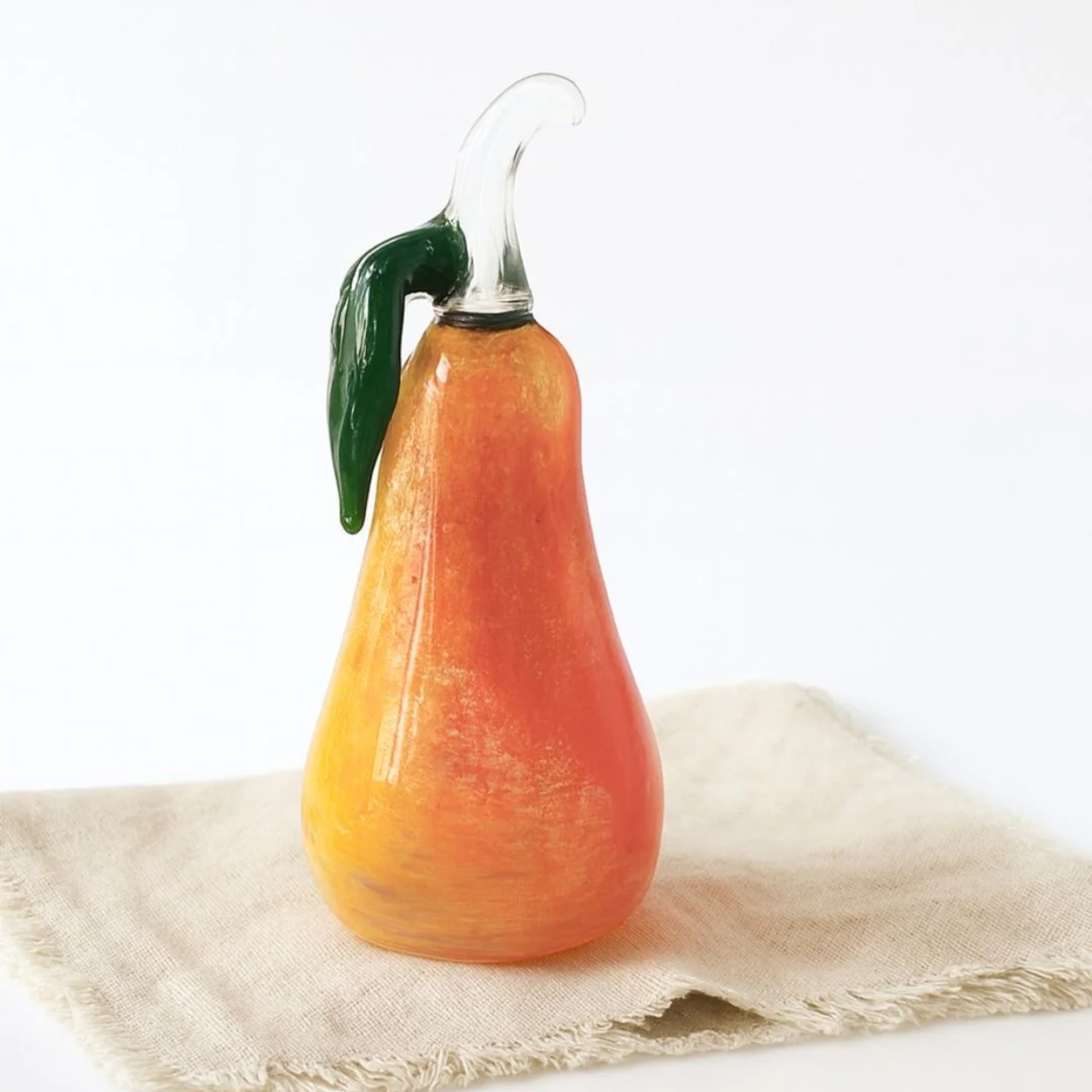 Murano Glass Style Decoration- Red Yellow Pear Art Glass by RUSTIC HORSE GLASS STUDIO | Tooffi
