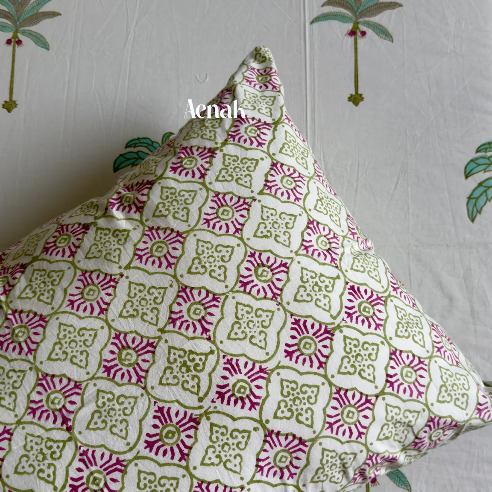 Grey Elephant Handblock Bedsheet + Quilted Bedcover Combo Set by Aenak Studios | Tooffi