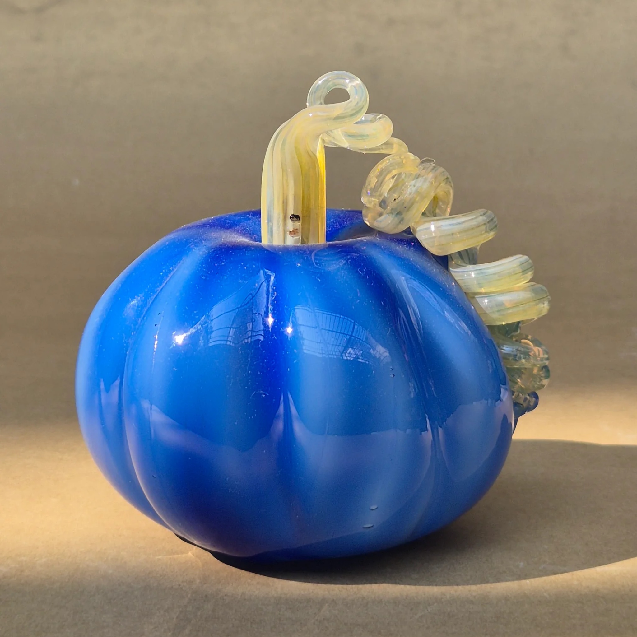 Murano-Style Glass- Cobalt Harvest Pumpkin by RUSTIC HORSE GLASS STUDIO | Tooffi