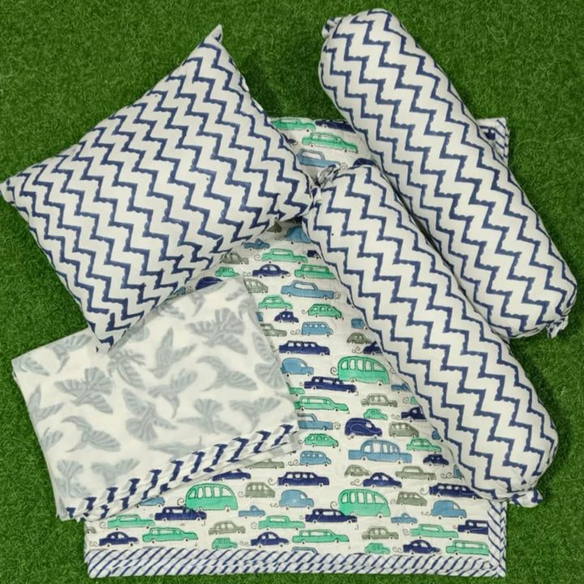 Tiny Blue Car Handmade Newborn Baby Kit Set by Aenak Studios | Tooffi