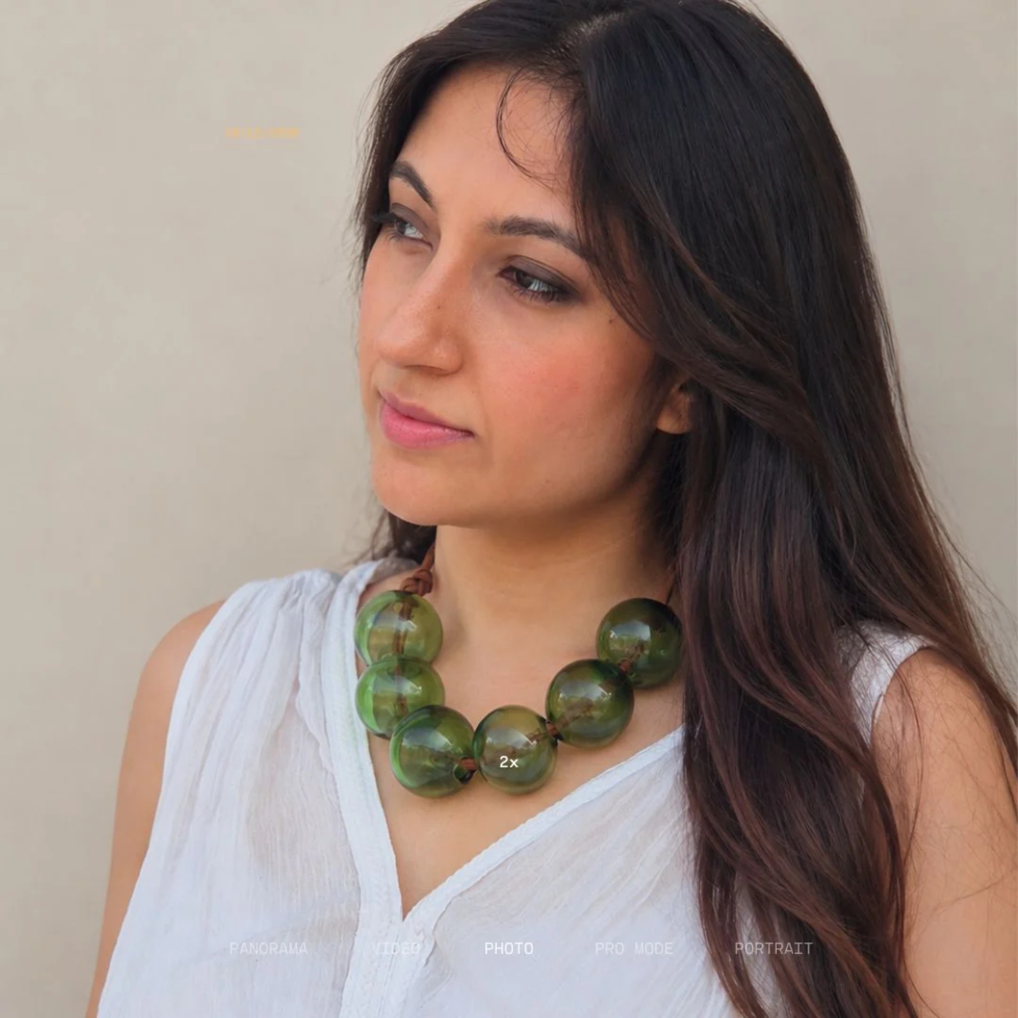 Verdant Halo Necklace | Handblown Glass Wearable Art by RUSTIC HORSE GLASS STUDIO | Tooffi