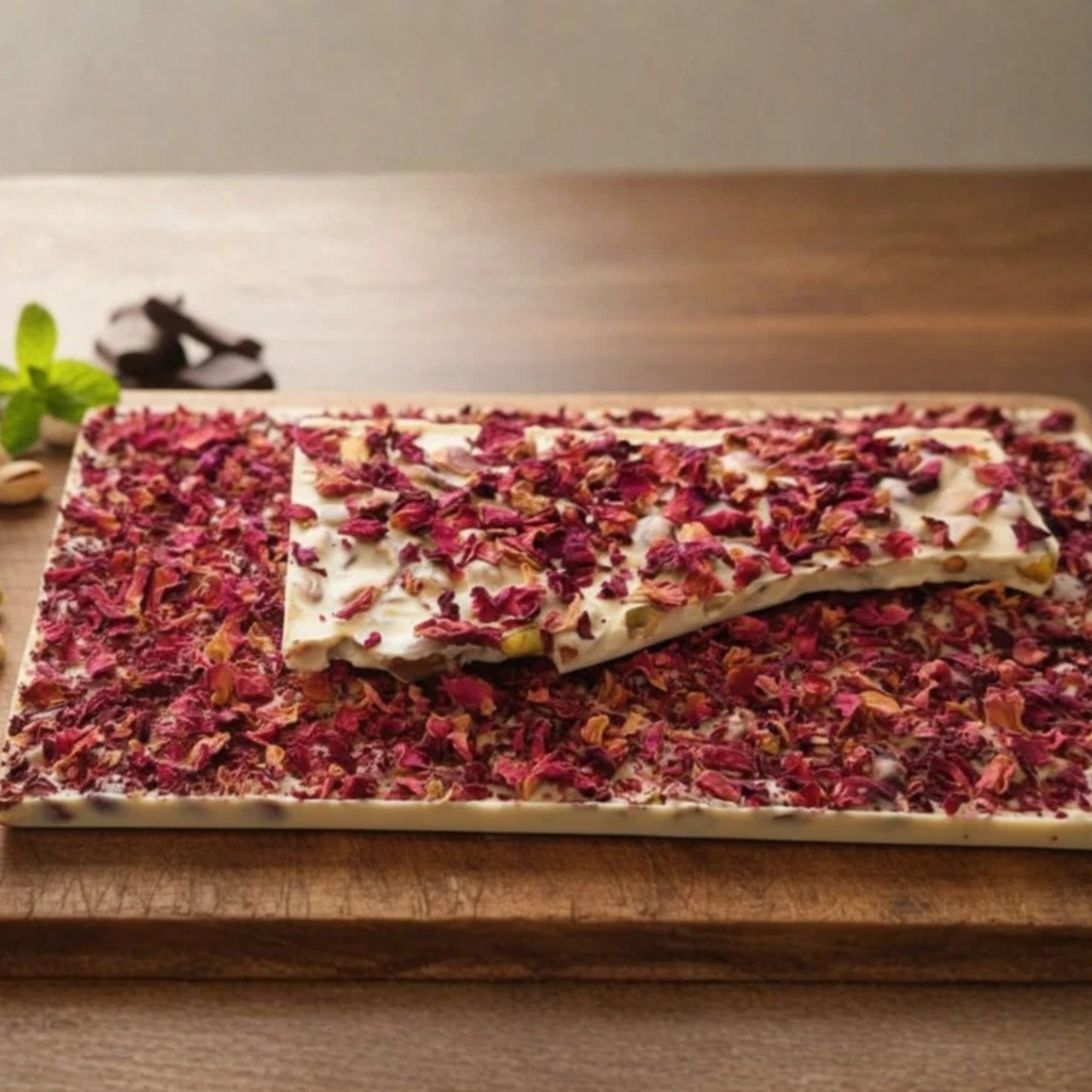 Rosy Pistachio Bark Hamper by Mabon Chocolates | Tooffi