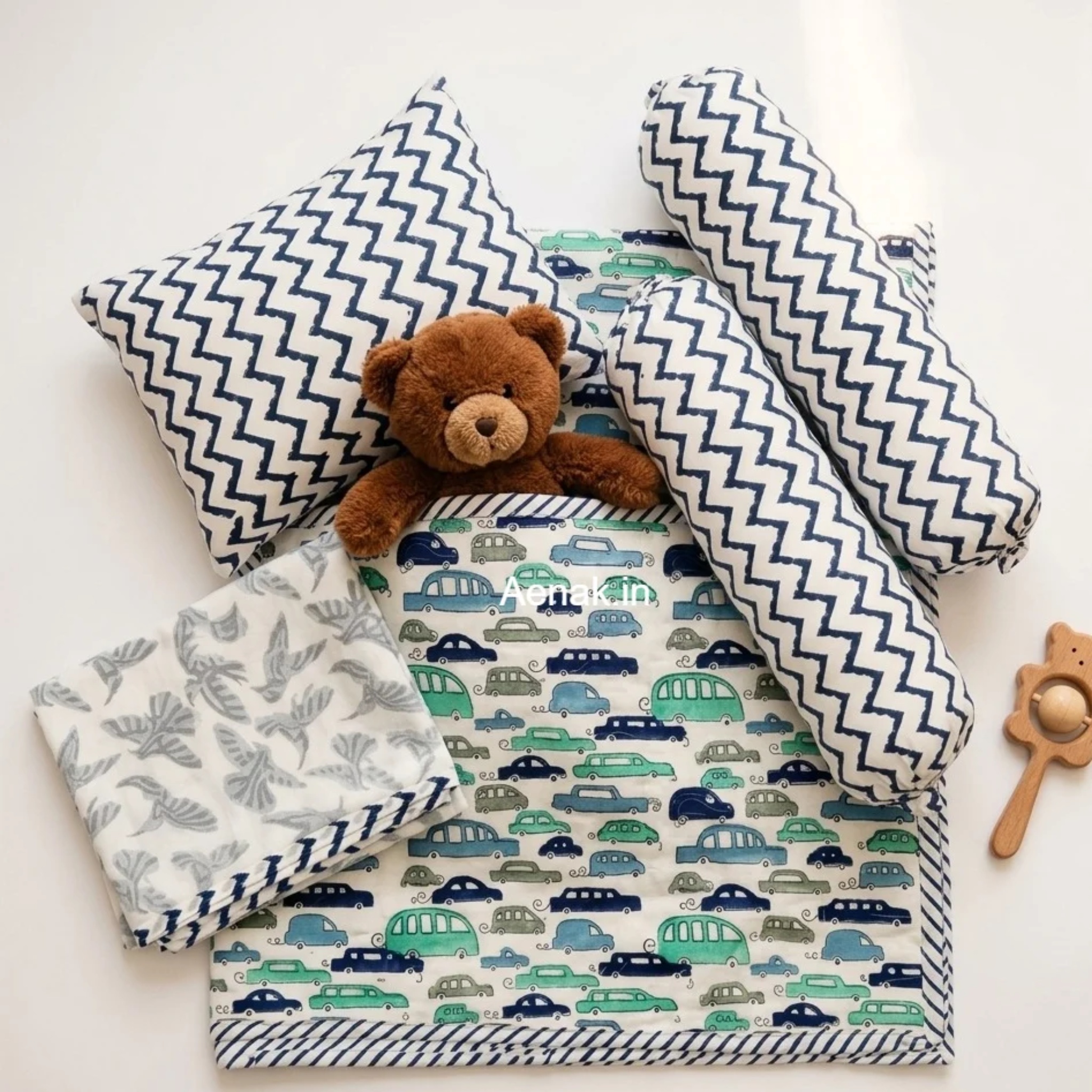 Tiny Blue Car Handmade Newborn Baby Kit Set by Aenak Studios | Tooffi