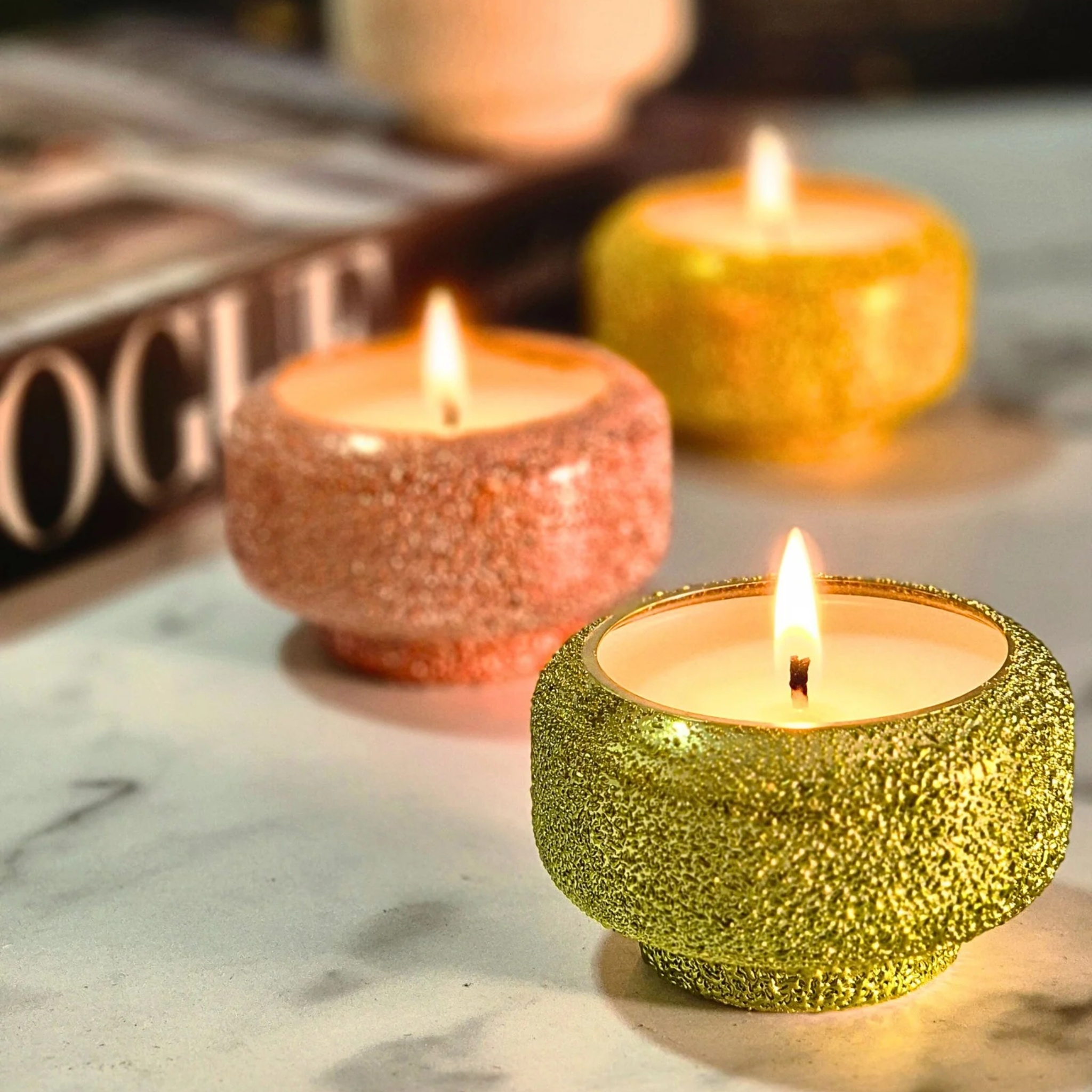 Scented Crinkle Diyas | Set Of 4 Assorted Fragrances by Endora Scented Candles | Tooffi