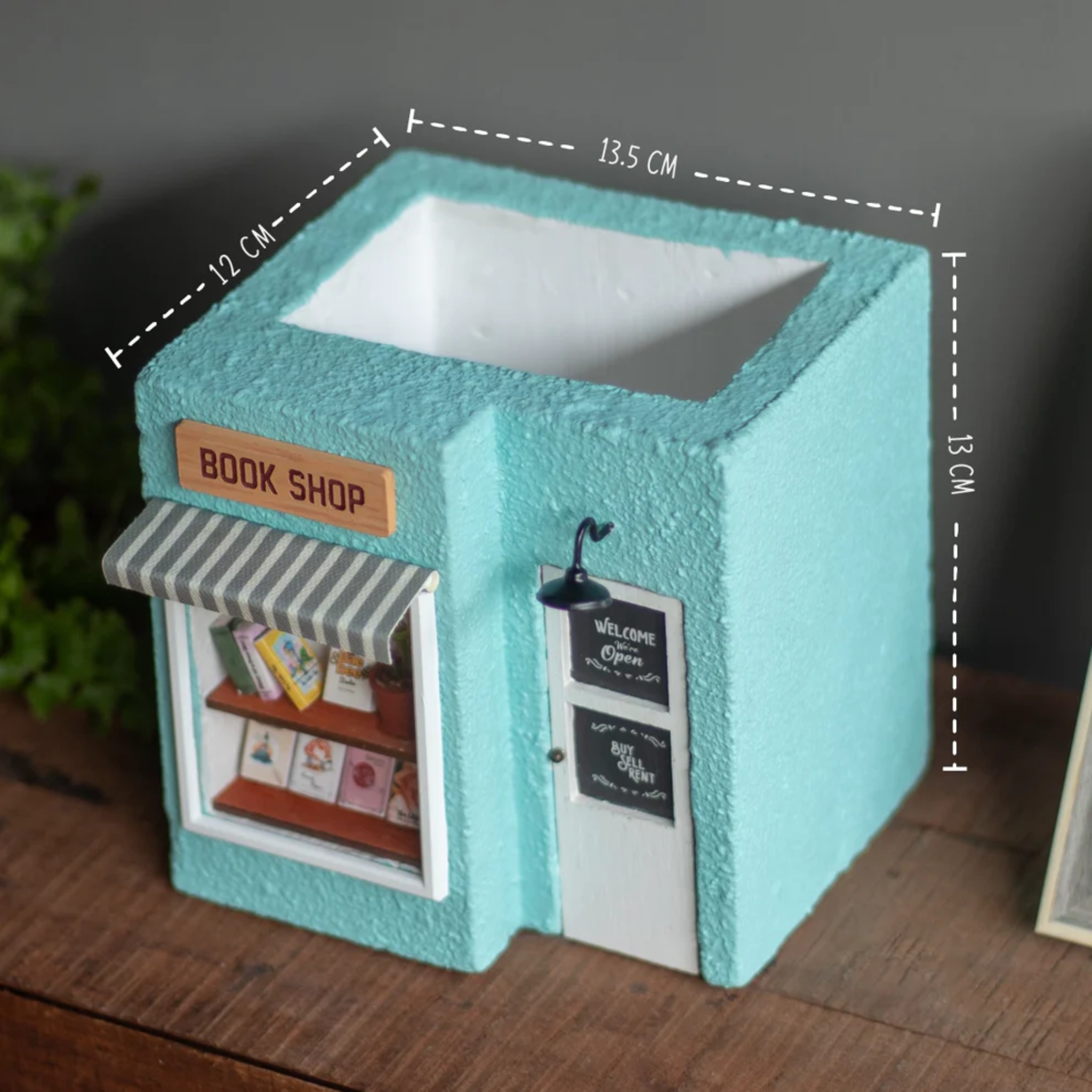 Handmade Book Shop Planter (Vintage Blue) by Bae & Bee studio | Tooffi
