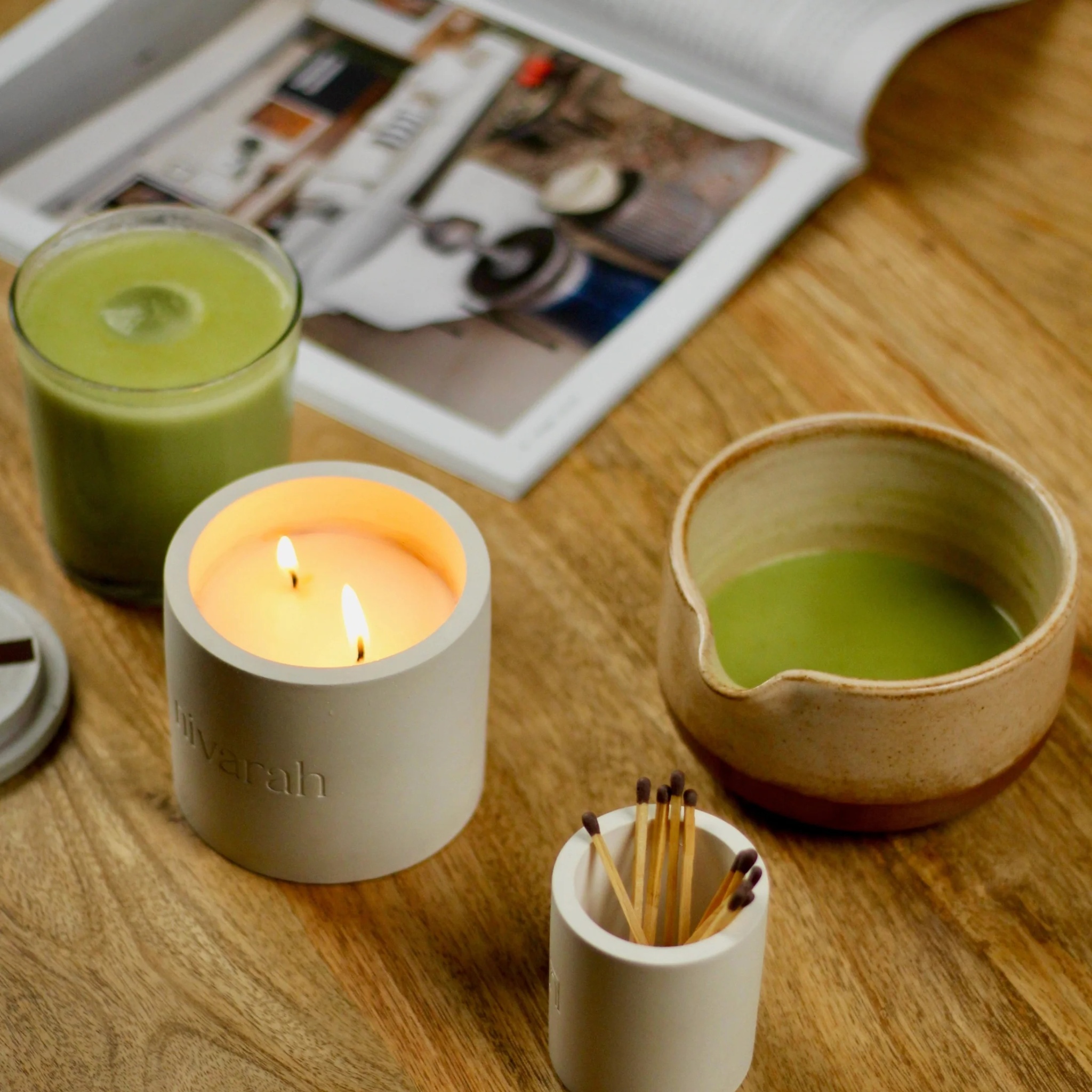 Sukoon Matcha Bowl & Candle Gift Box by nivarah | Tooffi
