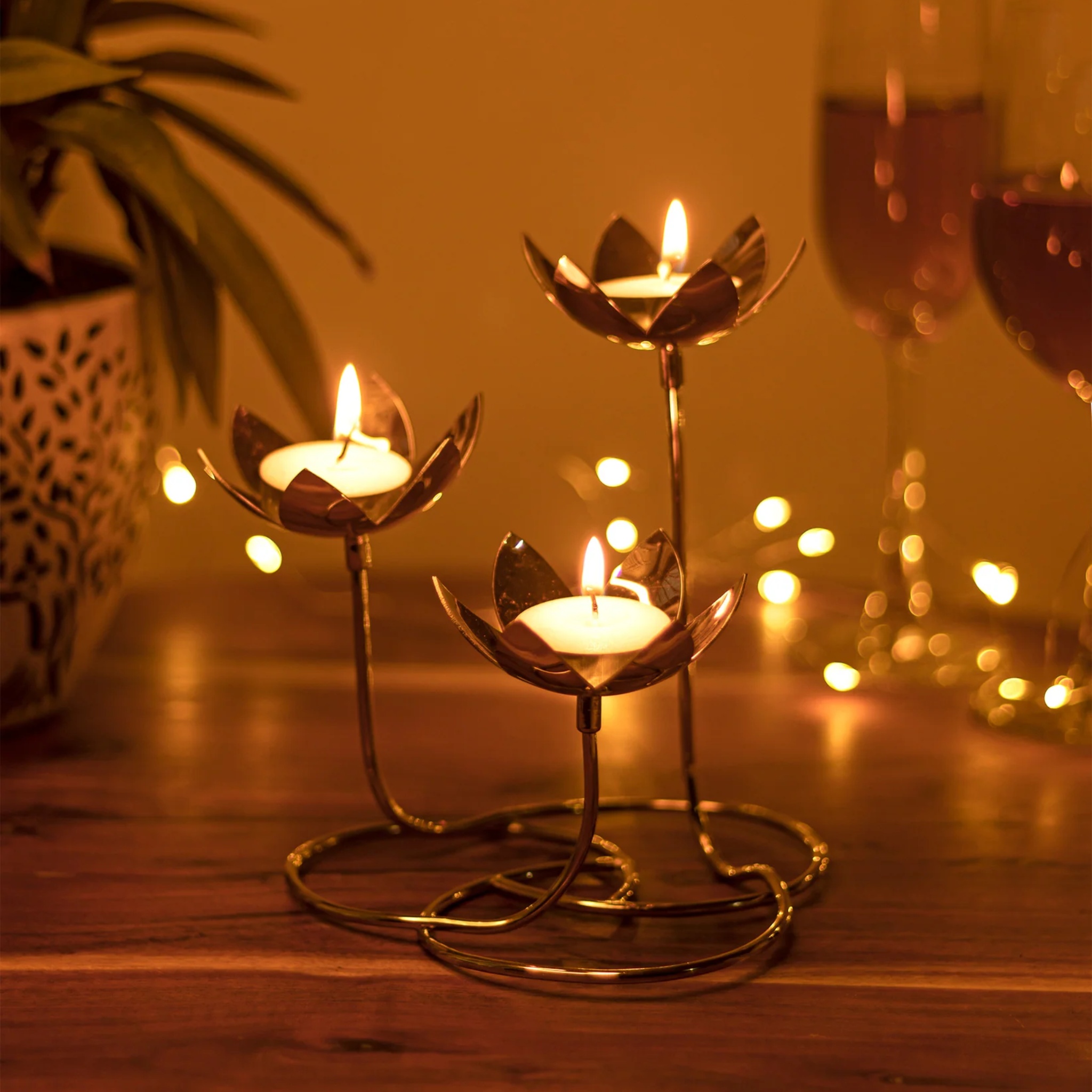Handmade Lotus Cluster- Brass by Saswata | Tooffi