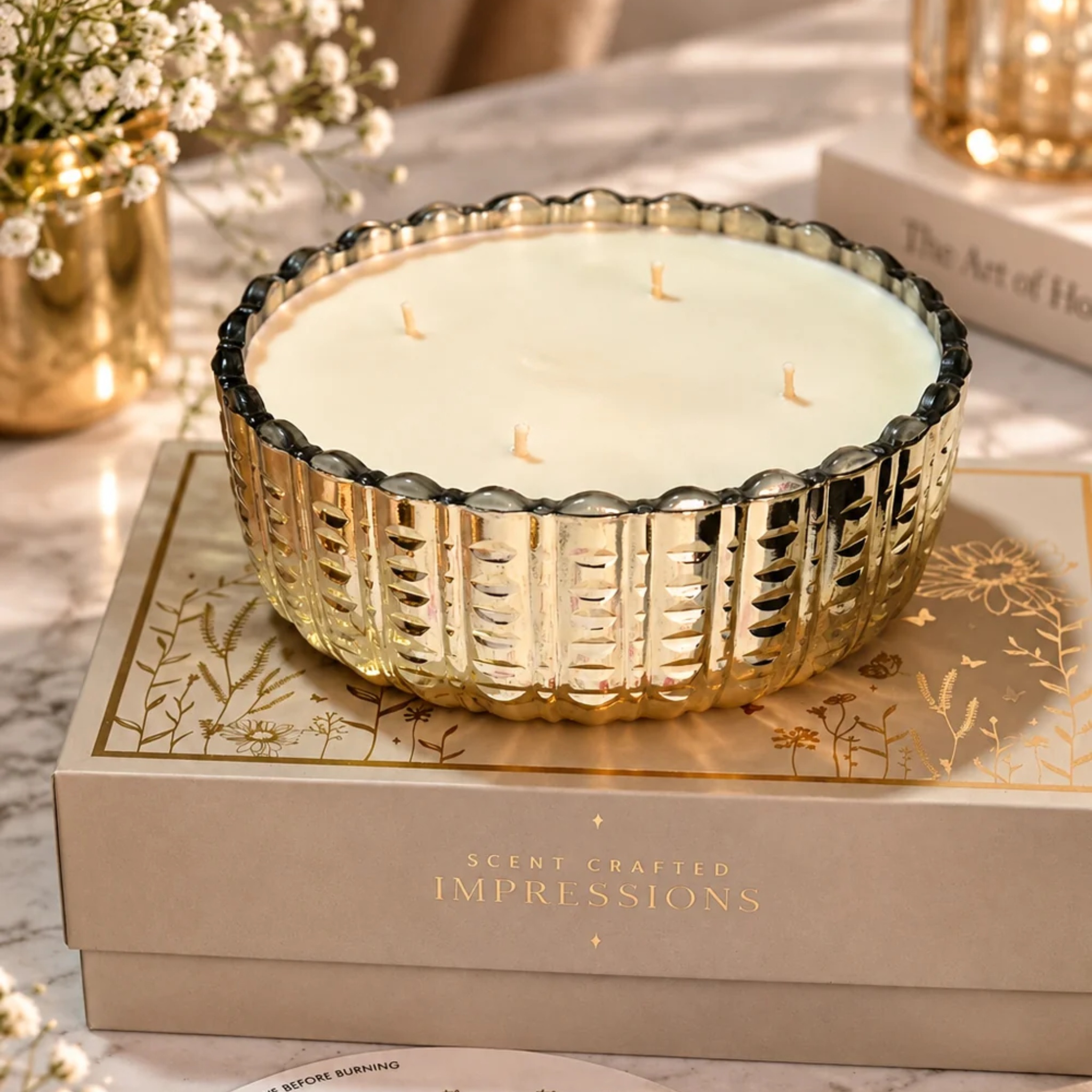 Platinum glass Urli | Rice Cut | Scented Candles by Endora Scented Candles | Tooffi