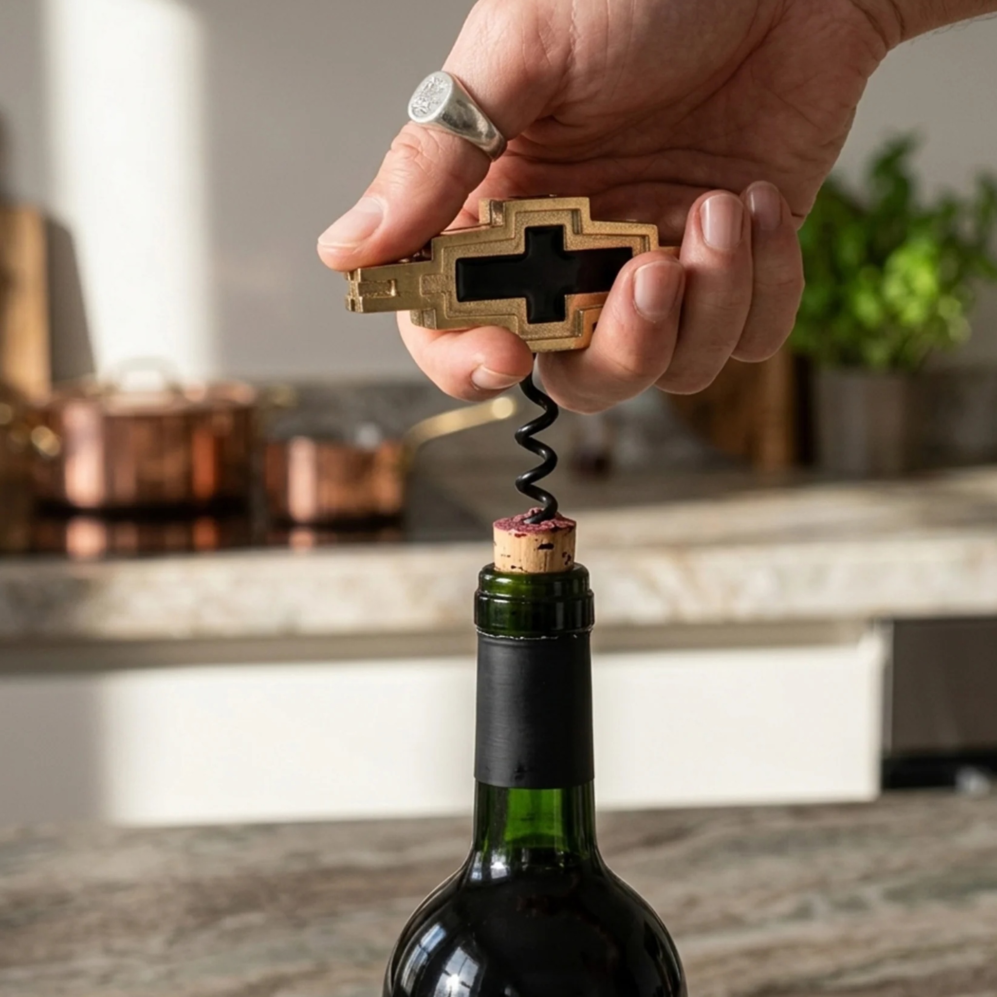 Baori Corkscrew – Handcrafted Brass Wine Bottle Opener by Saswata | Tooffi