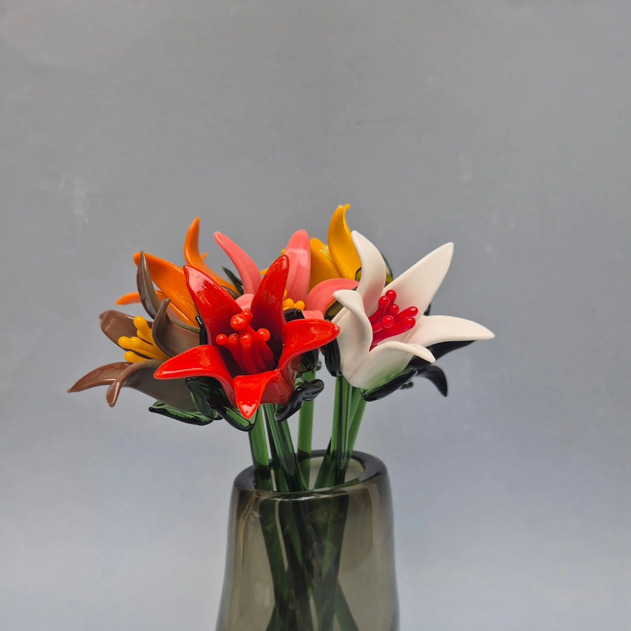 Tinsel Lily Glass Flower Stem - White by RUSTIC HORSE GLASS STUDIO | Tooffi
