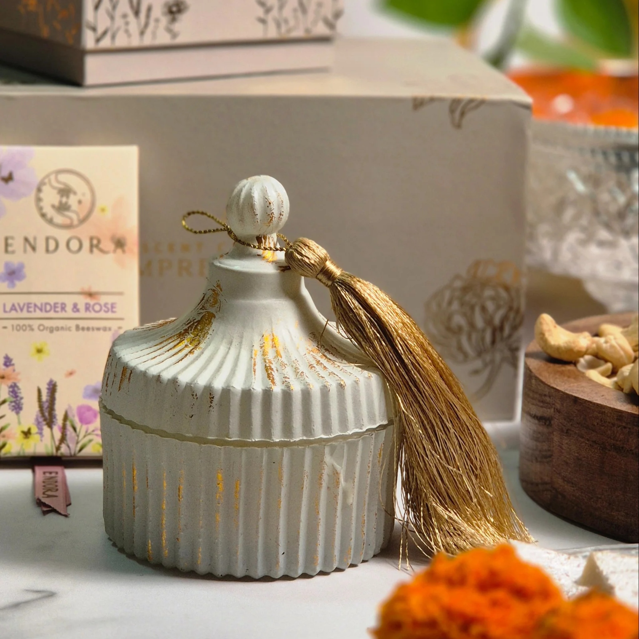 Candy Jar candle Set of 2 (Milky and gold) by Endora Scented Candles | Tooffi
