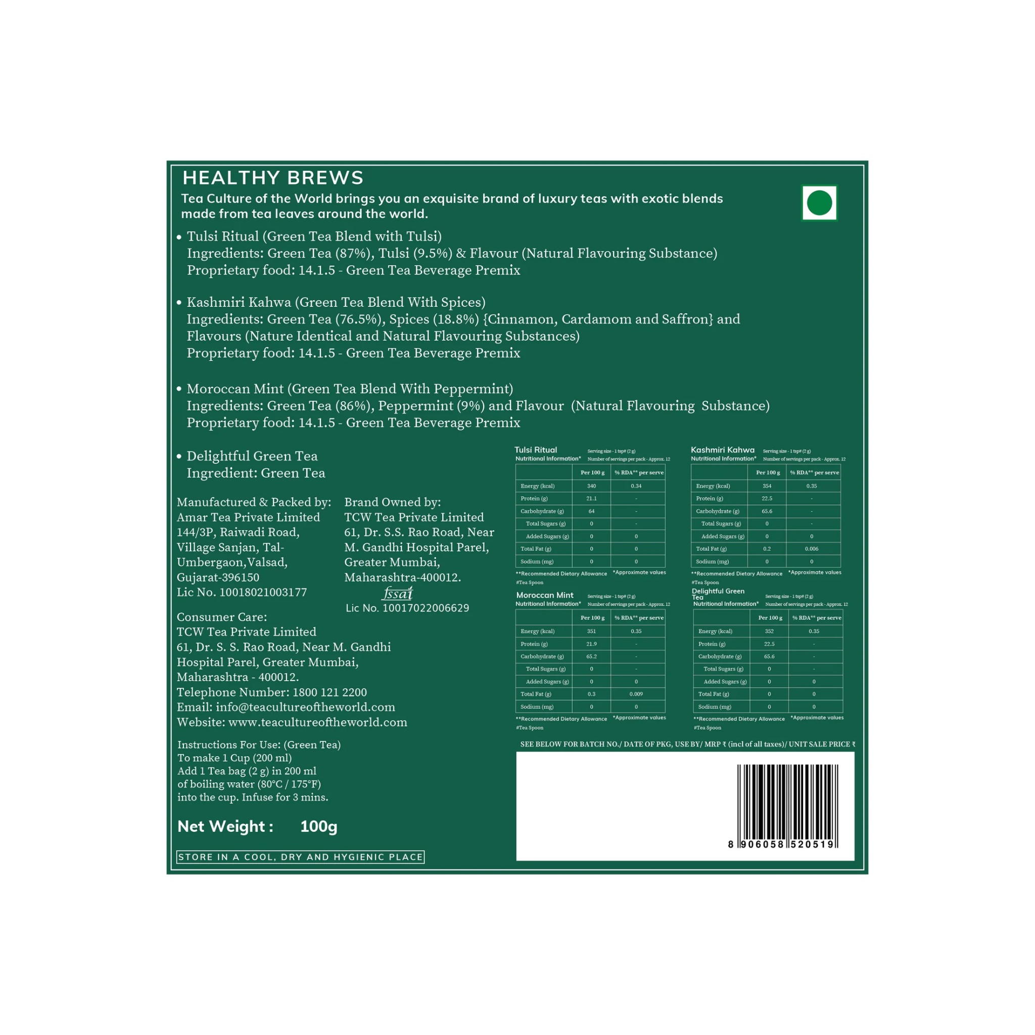 Healthy Brews — Luxury Green Tea Hamper by Tea Culture Of the World | Tooffi