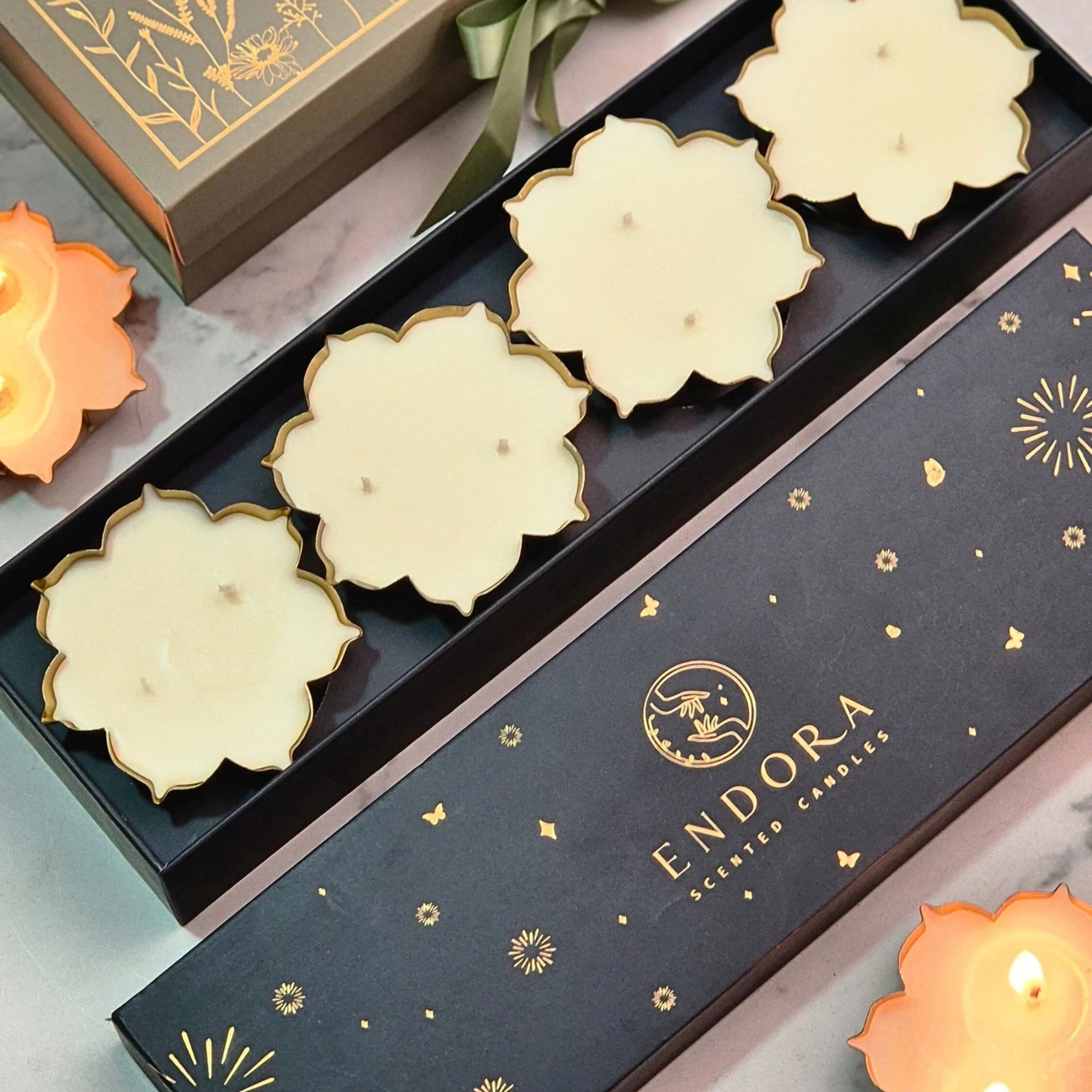 Scented Lotus Urli | Set Of 4 by Endora Scented Candles | Tooffi