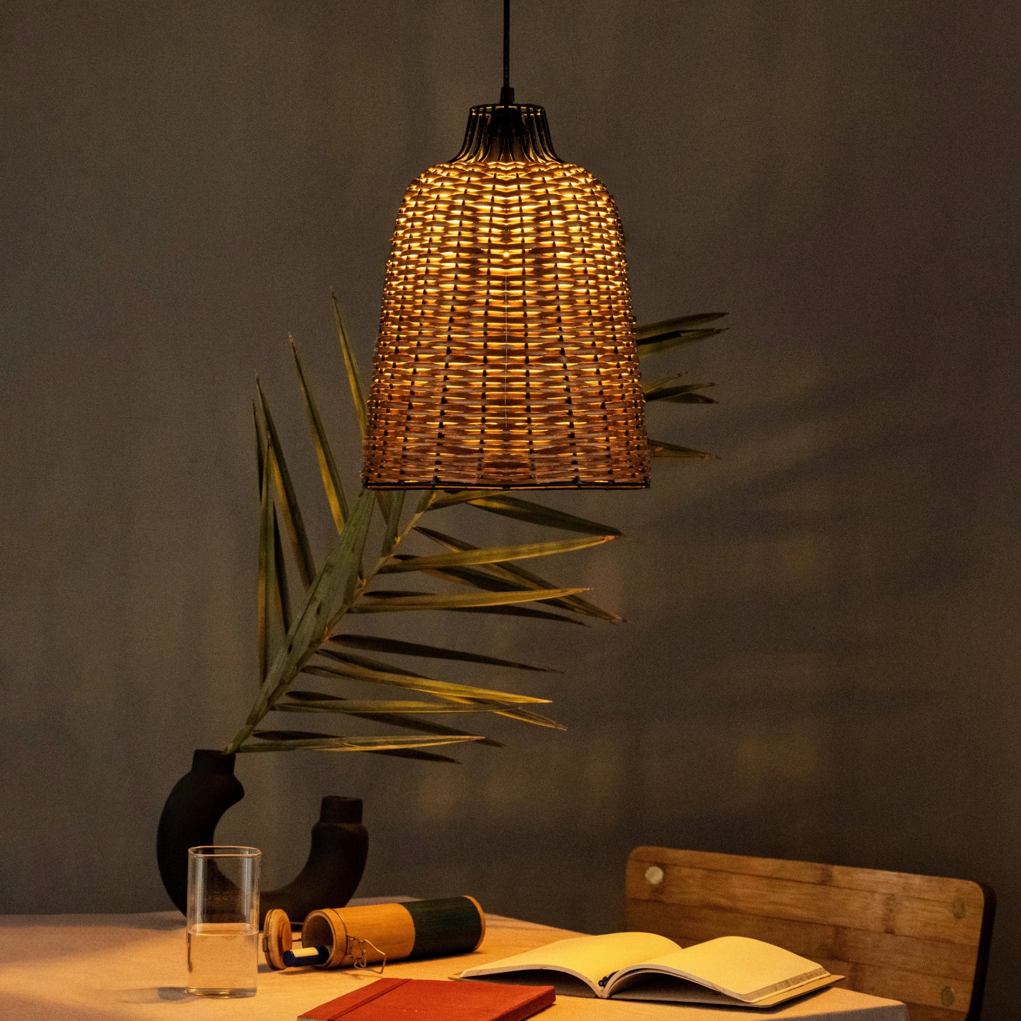 Cedar Pendant Lamp Grand: Willow Wicker Handmade Lamp by MIANZI | Tooffi