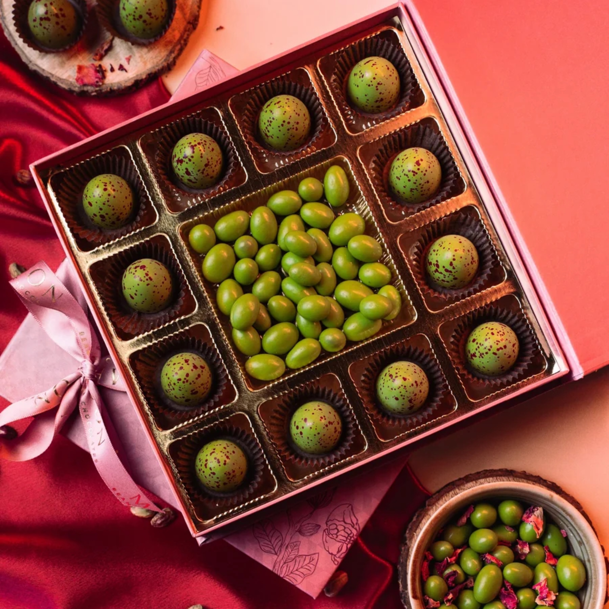 The Rose Pistachio Gifting Collection (Bonbon & Dragée Edition) by Mabon Chocolates | Tooffi