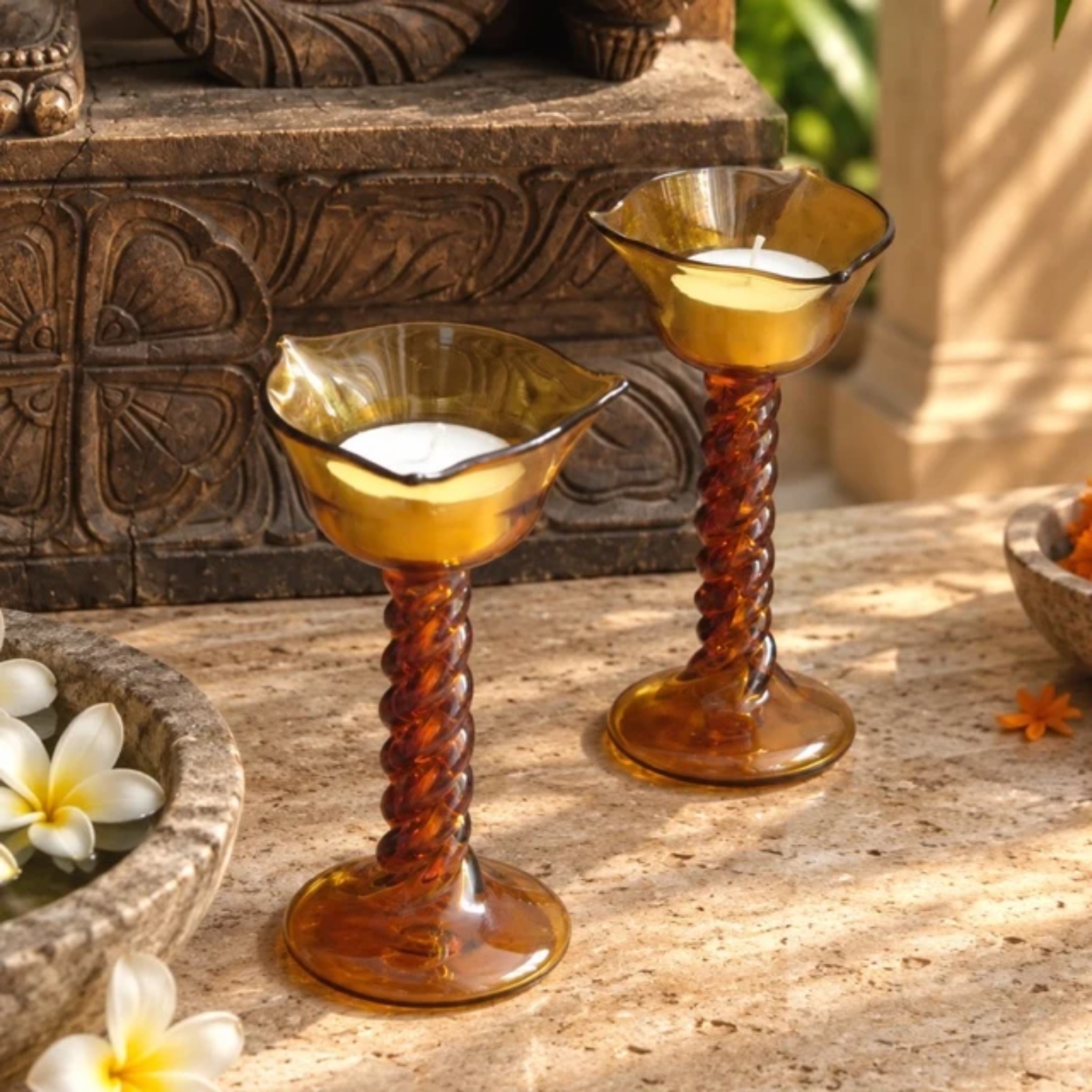 Amber Vine Diya - The Ritual Light by RUSTIC HORSE GLASS STUDIO | Tooffi