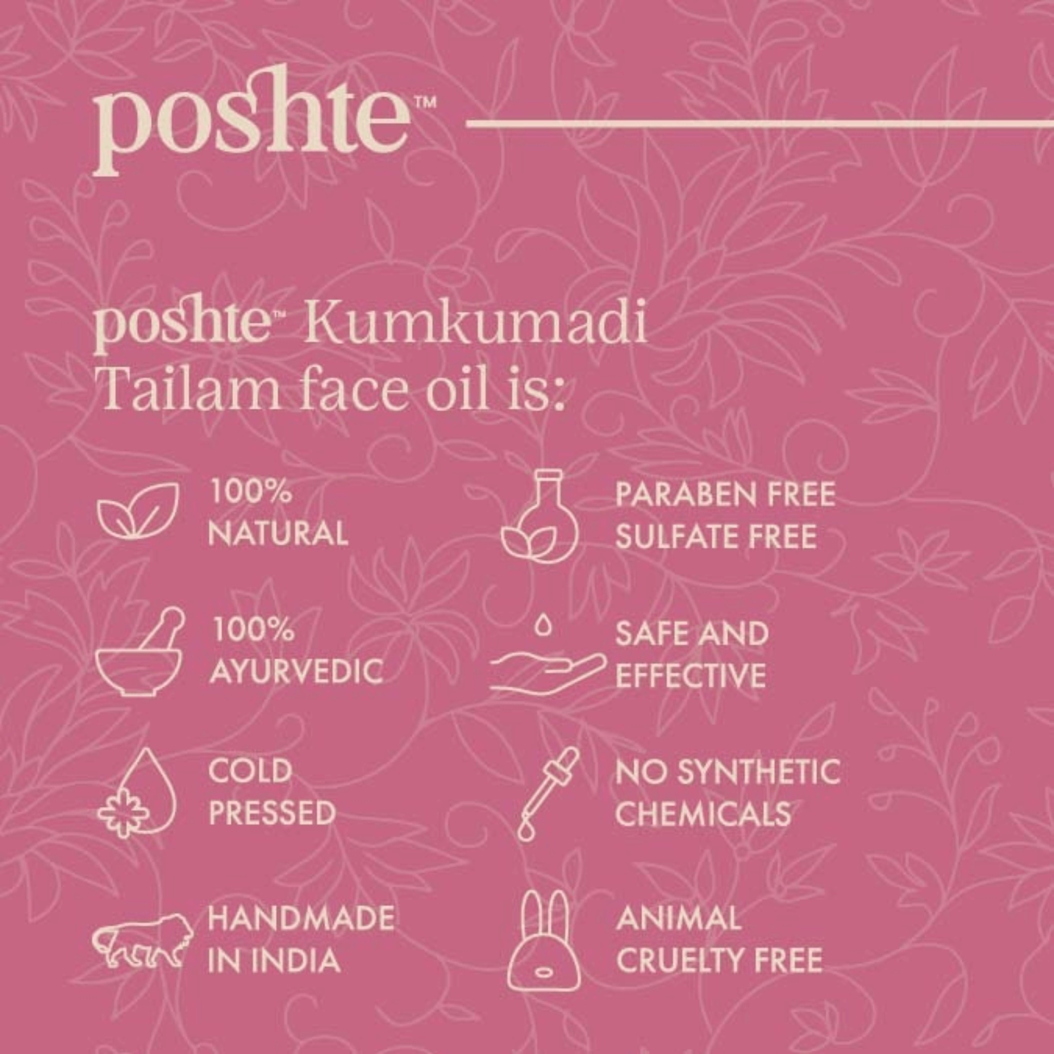 Kumkumadi Tailam Face Oil 10ml by Poshte | Tooffi