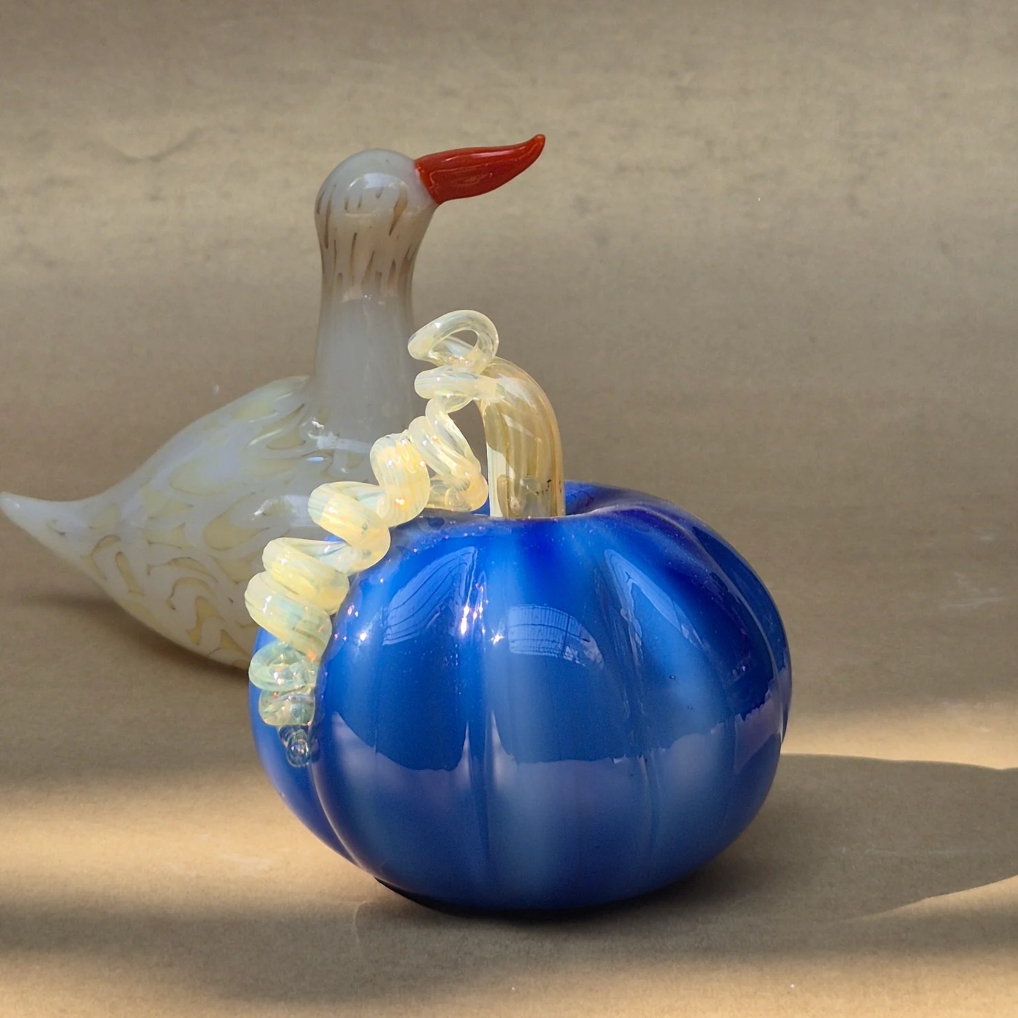 Murano-Style Glass- Cobalt Harvest Pumpkin by RUSTIC HORSE GLASS STUDIO | Tooffi