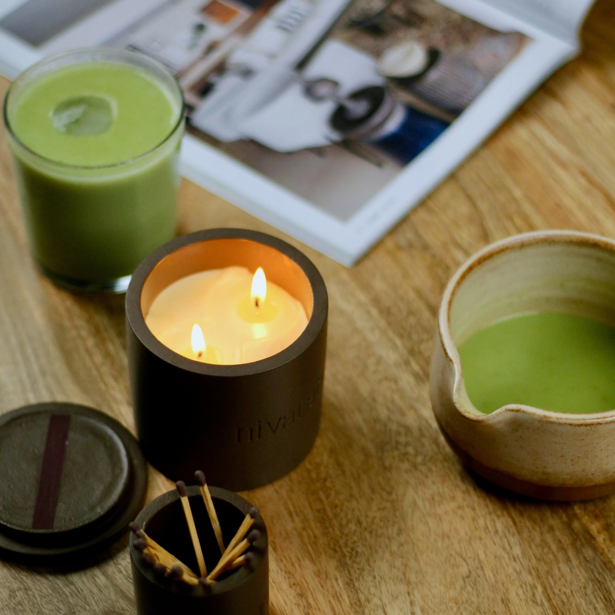 Sukoon Matcha Bowl & Candle Gift Box by nivarah | Tooffi