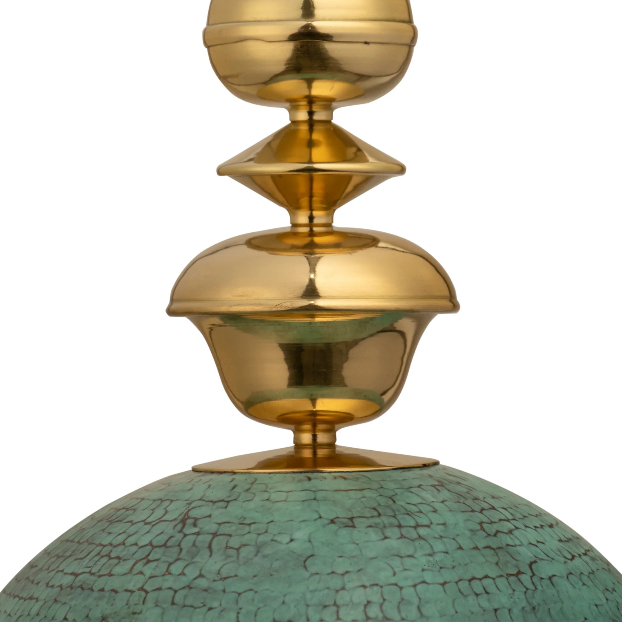 Kalash 2 — Verdigris Copper and Brass Handmade Pendant Light by Saswata | Tooffi