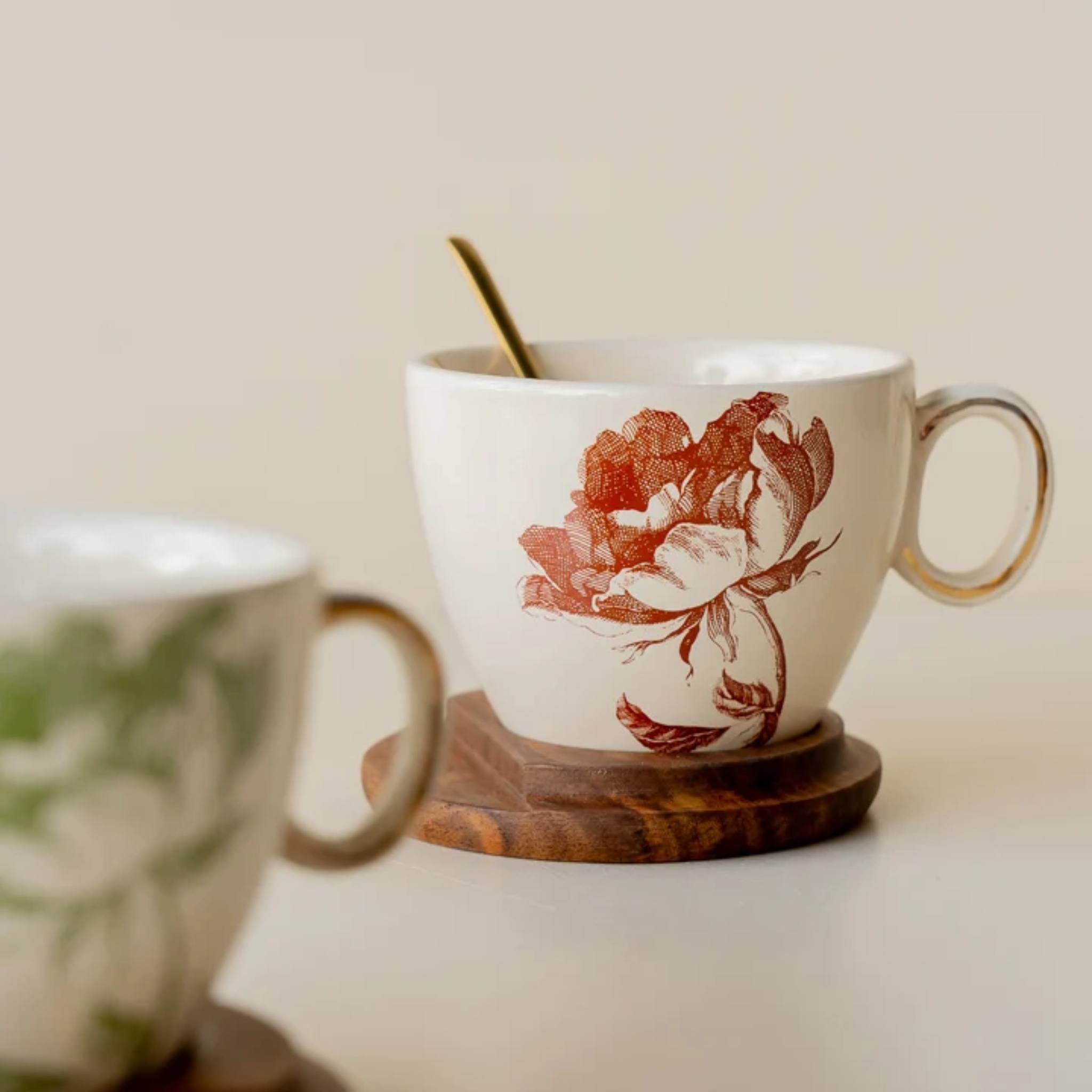 NeoBloom mug with wooden coaster(1 Piece) by nira's ceramics | Tooffi