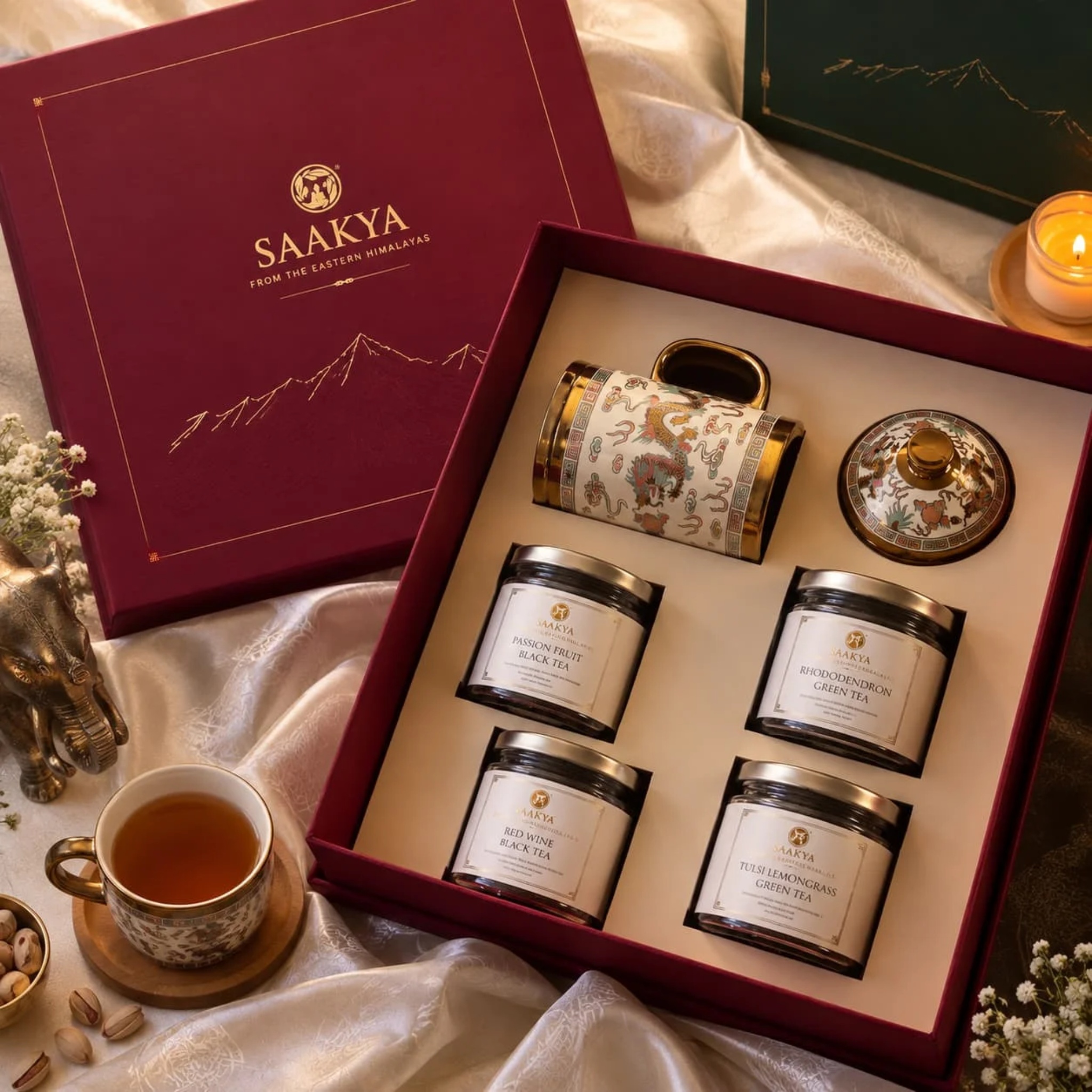 Exotic Darjeeling Tea Blend Gift Box by Saakya- Luxury Himalayan Products & Experiences | Tooffi