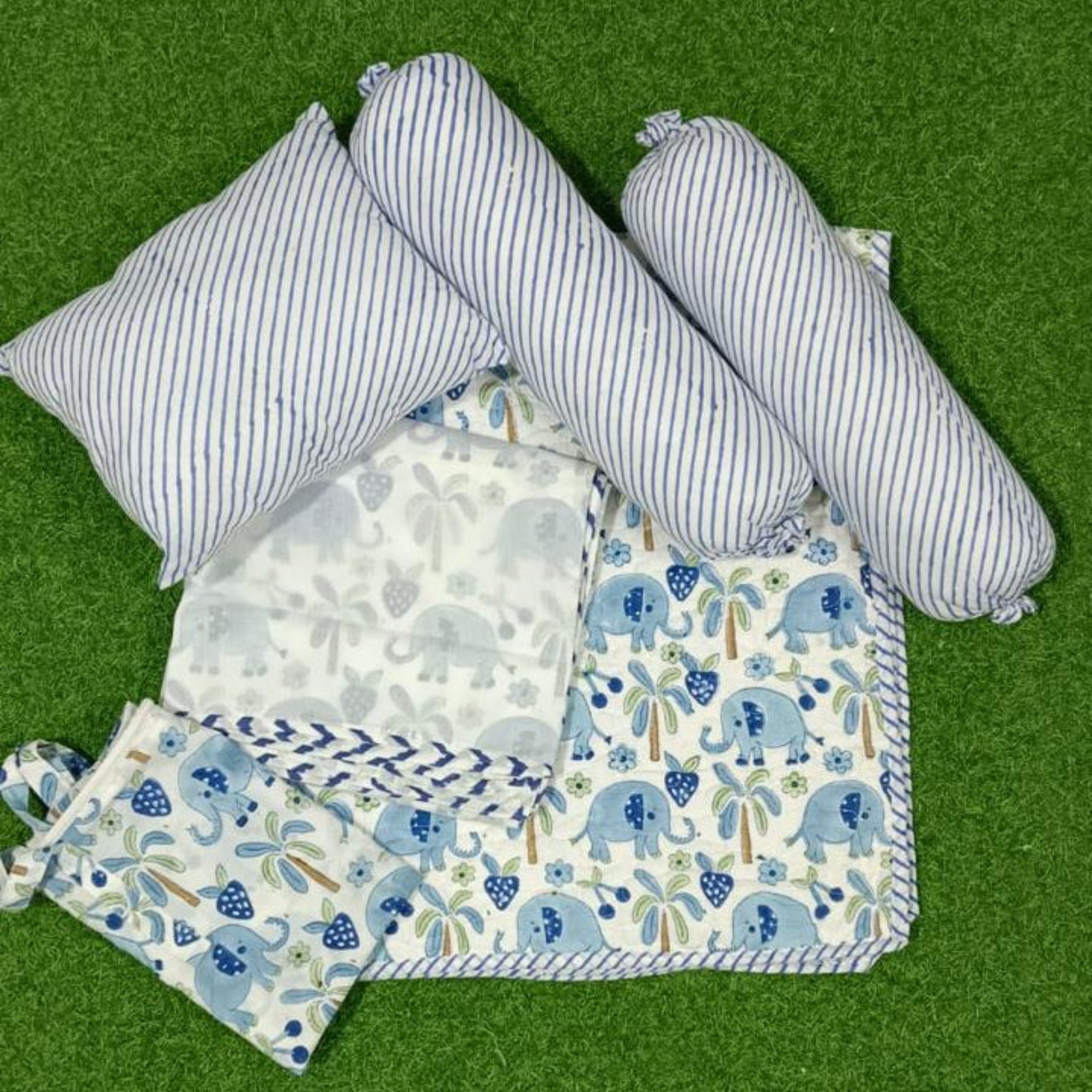 Blue Elephant Handcrafted Newborn Baby Kit Set by Aenak Studios | Tooffi