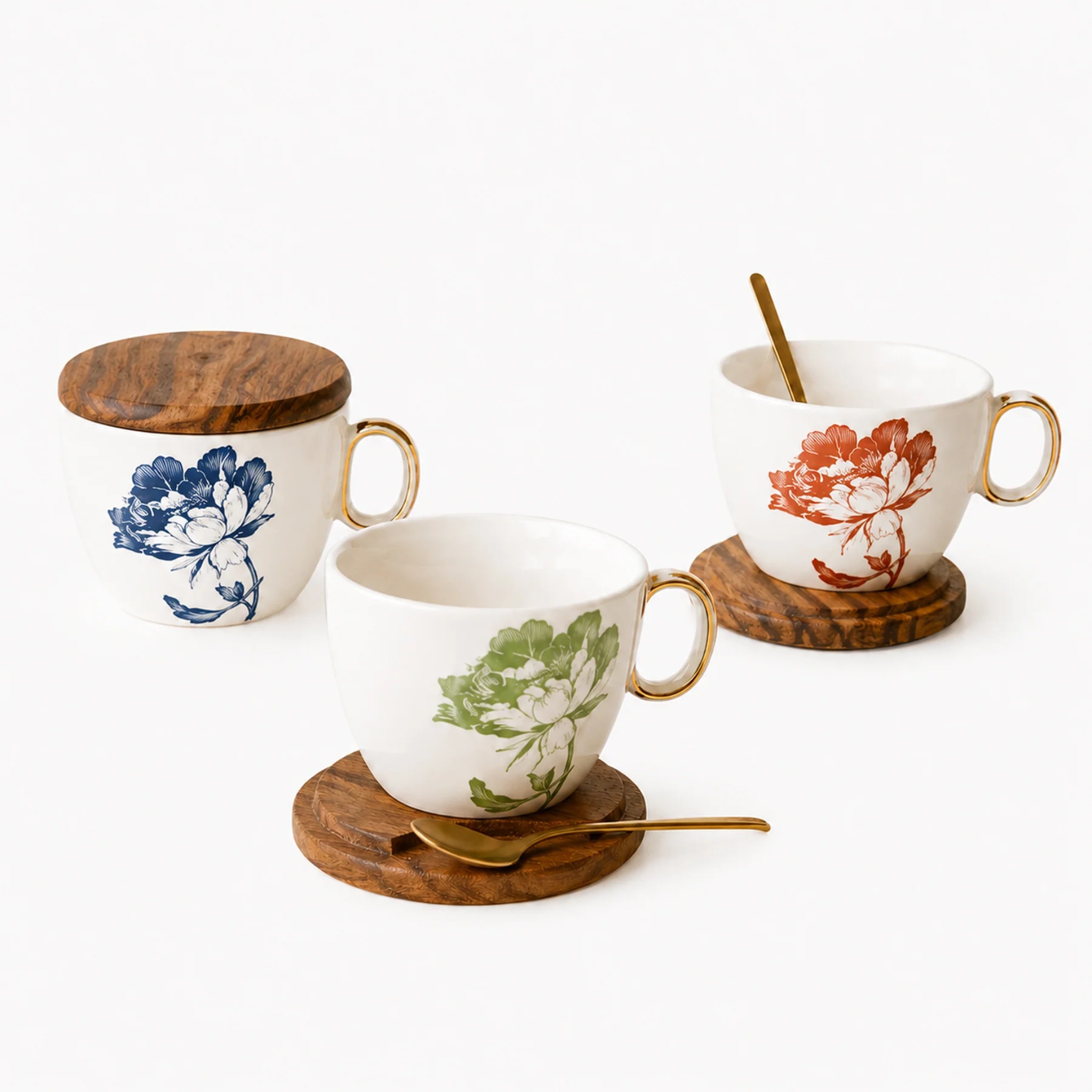 NeoBloom mug with wooden coaster(1 Piece) by nira's ceramics | Tooffi
