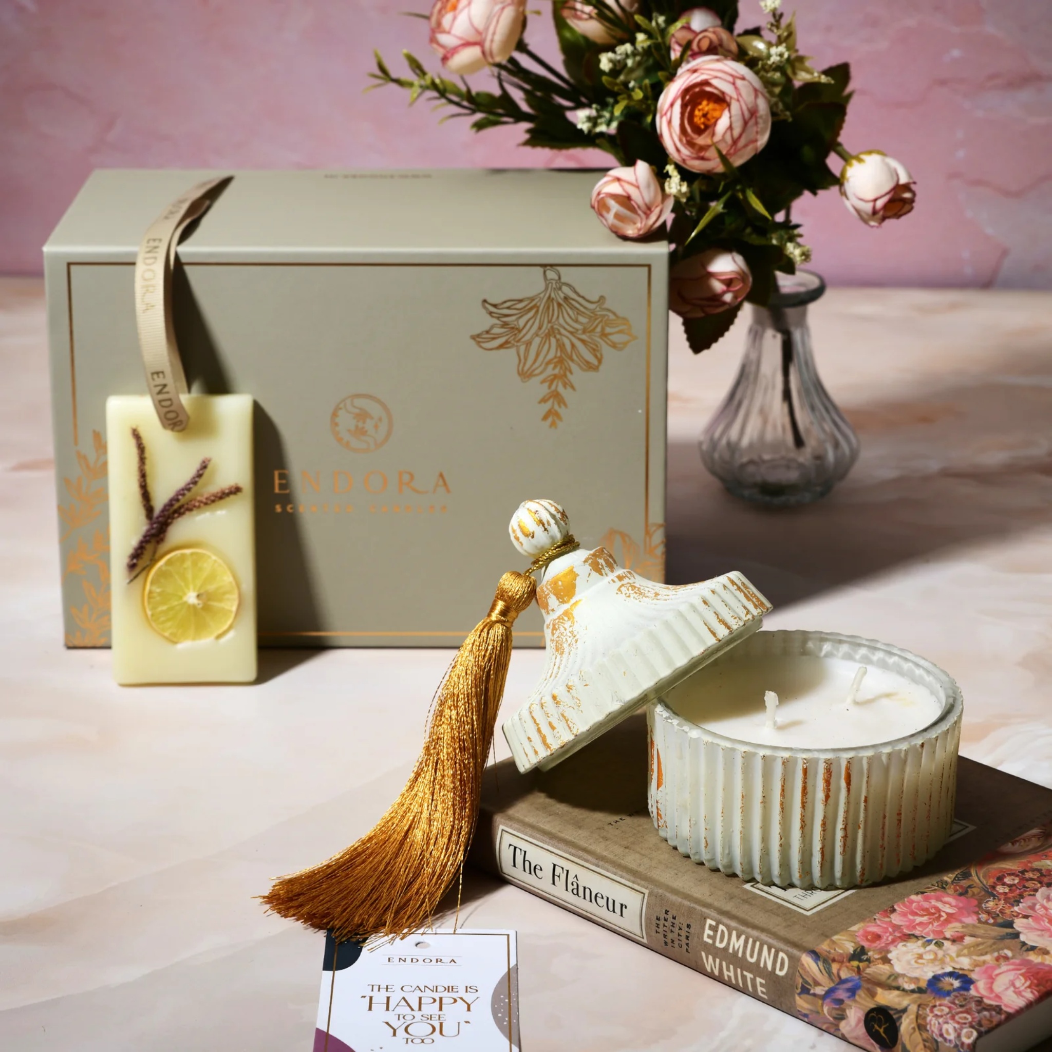 TASSEL LID JAR + WAX TABLET by Endora Scented Candles | Tooffi