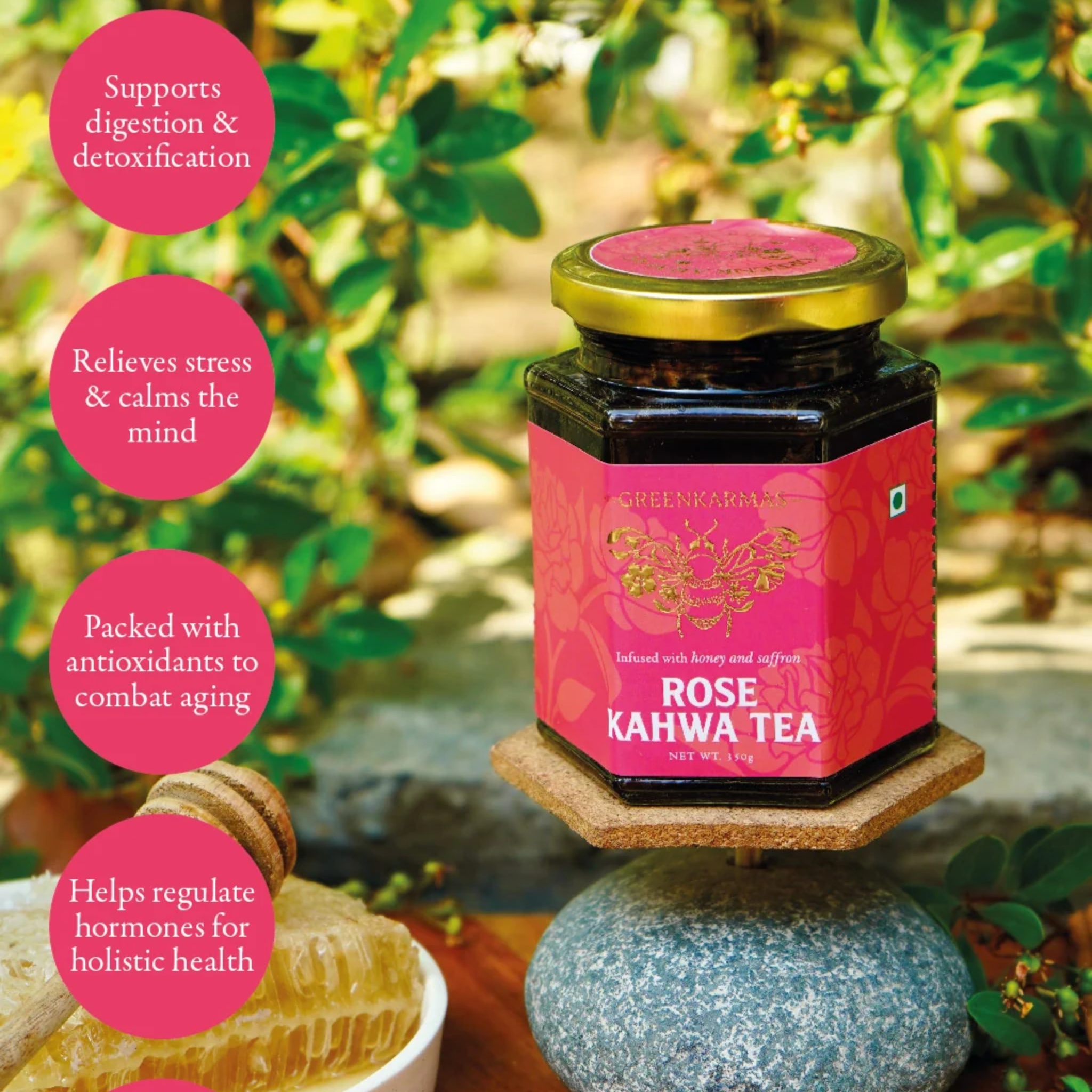 Rose Kahwa Tea -Ayurvedic by GreenKarmas | Tooffi