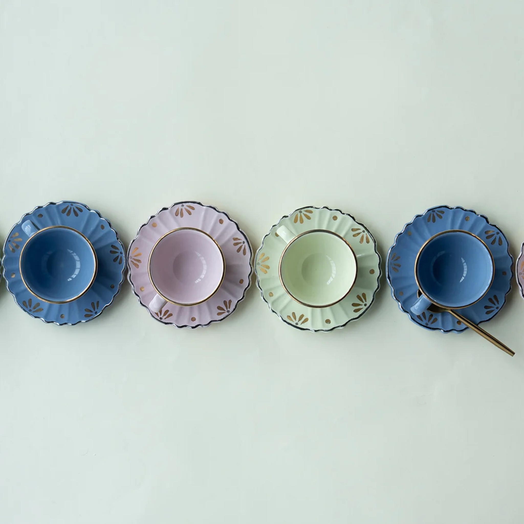 Spring cups & saucers (set of 6) by nira's ceramics | Tooffi