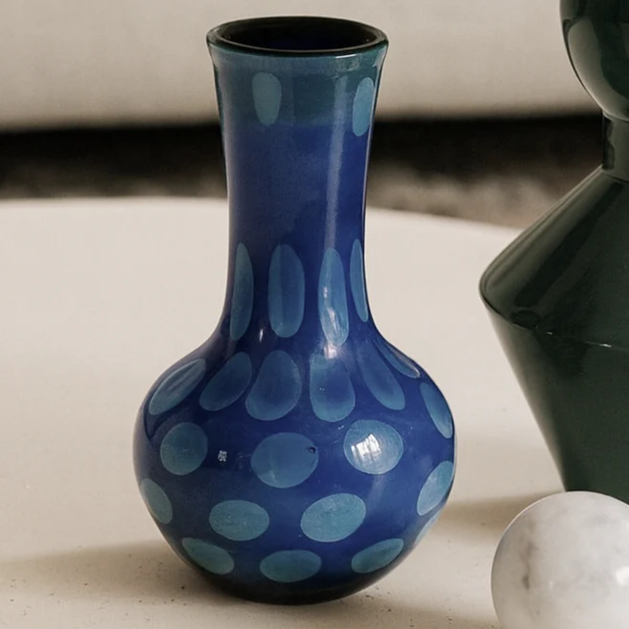 Murano Glass Style Vase- Blue Hues by RUSTIC HORSE GLASS STUDIO | Tooffi