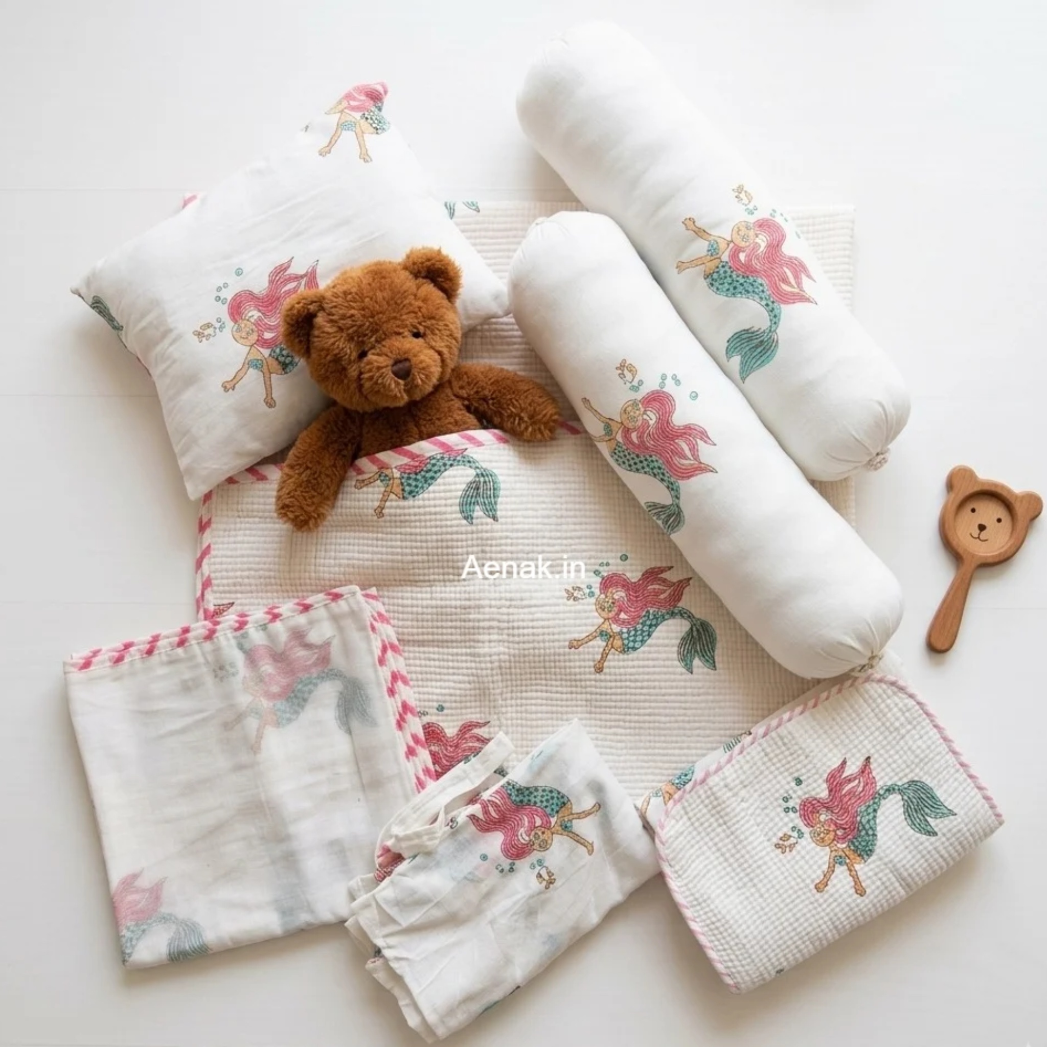 Blue Mermaid Handmade Newborn Baby Kit Set by Aenak Studios | Tooffi