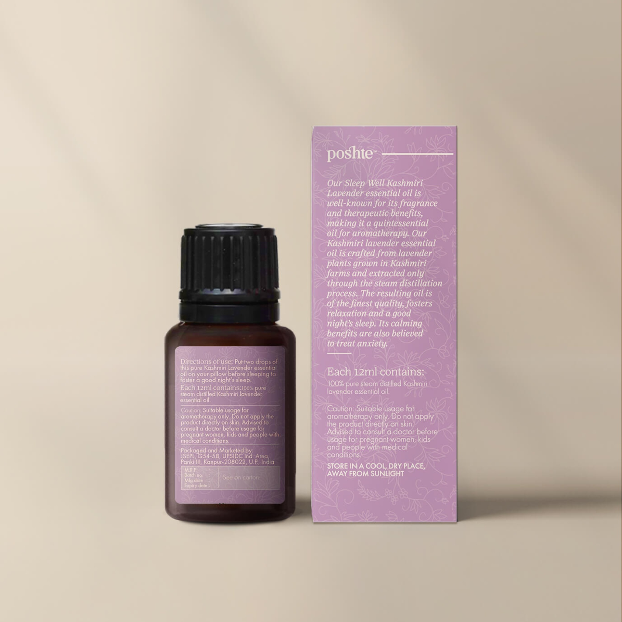 Sleep Well Kashmiri Lavender Essential Oil 12ml by Poshte | Tooffi